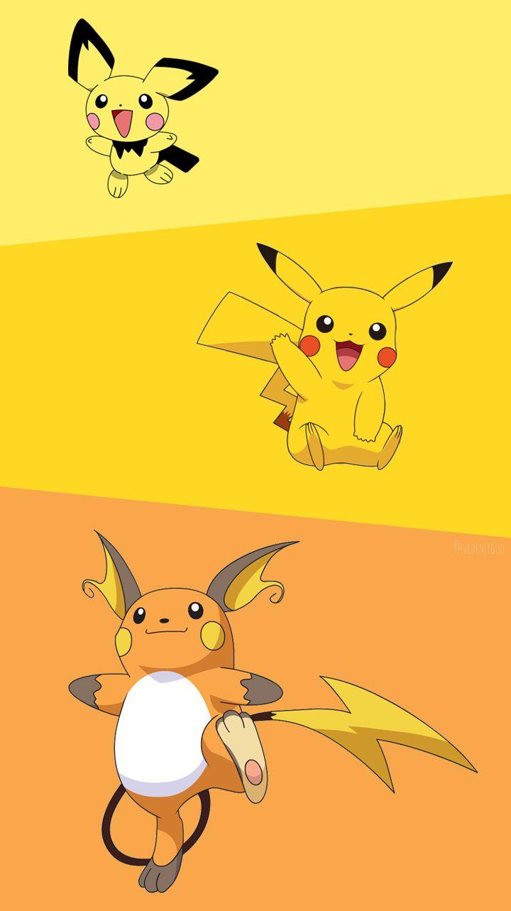 Wallpaper Pichu, Pikachu and Raichu