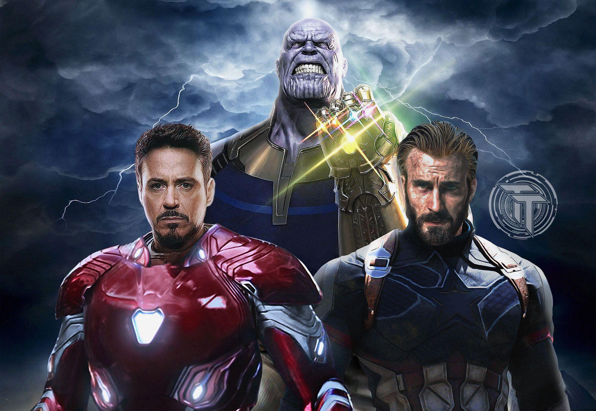 Wallpaper Avengers Infinity War Captain America Iron Man Thanos