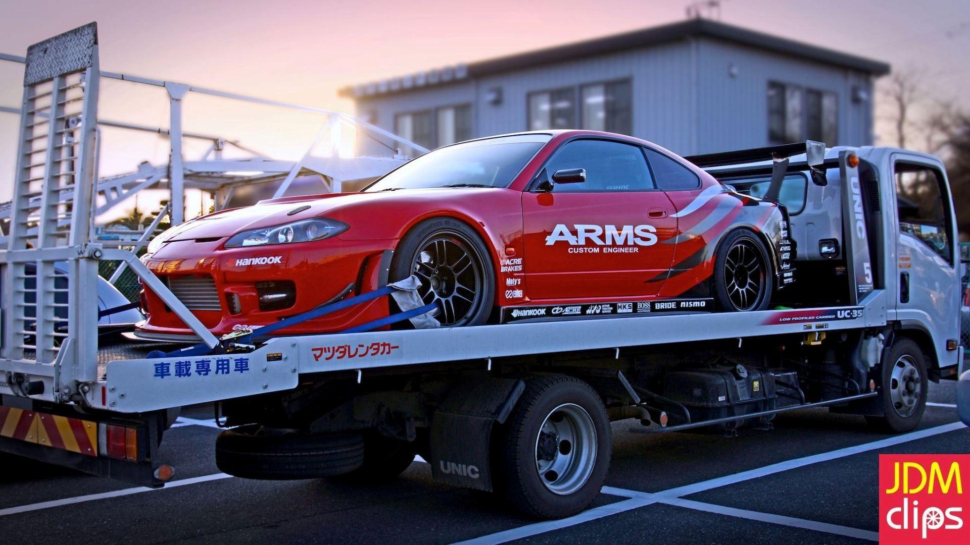 Car Nissan Silvia S15 in the tow truck wallpaper and image