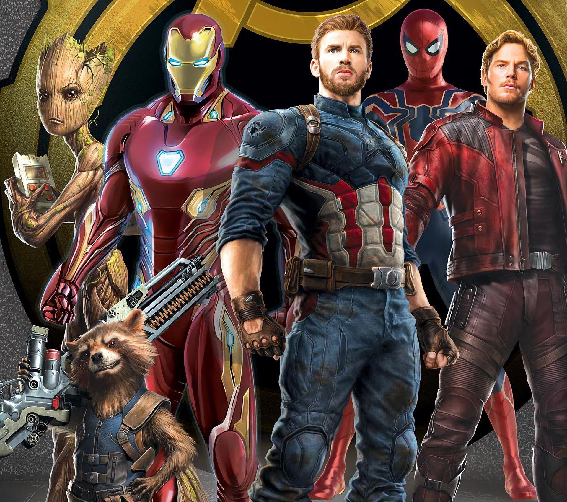 Avengers Infinity War Captain America Groot Iron Man Rocket