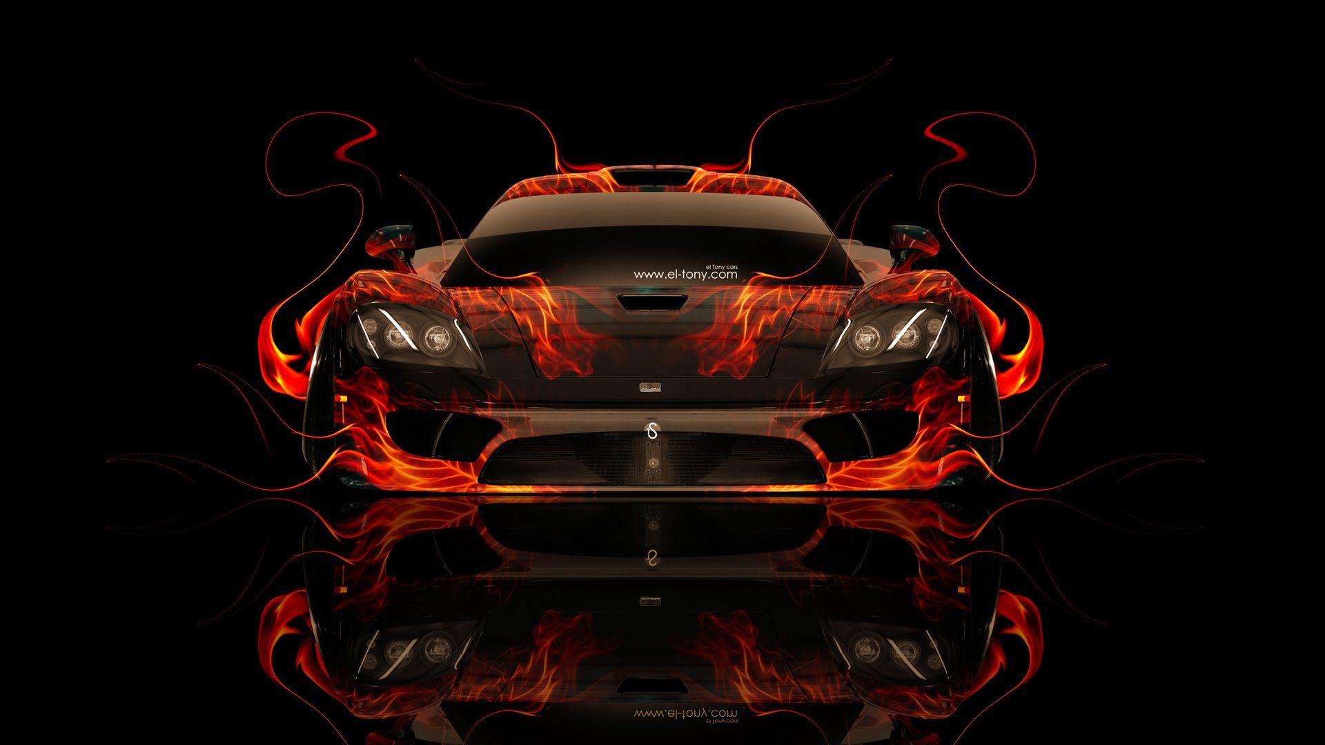 Saleen S7 Front Fire Abstract Car 2014