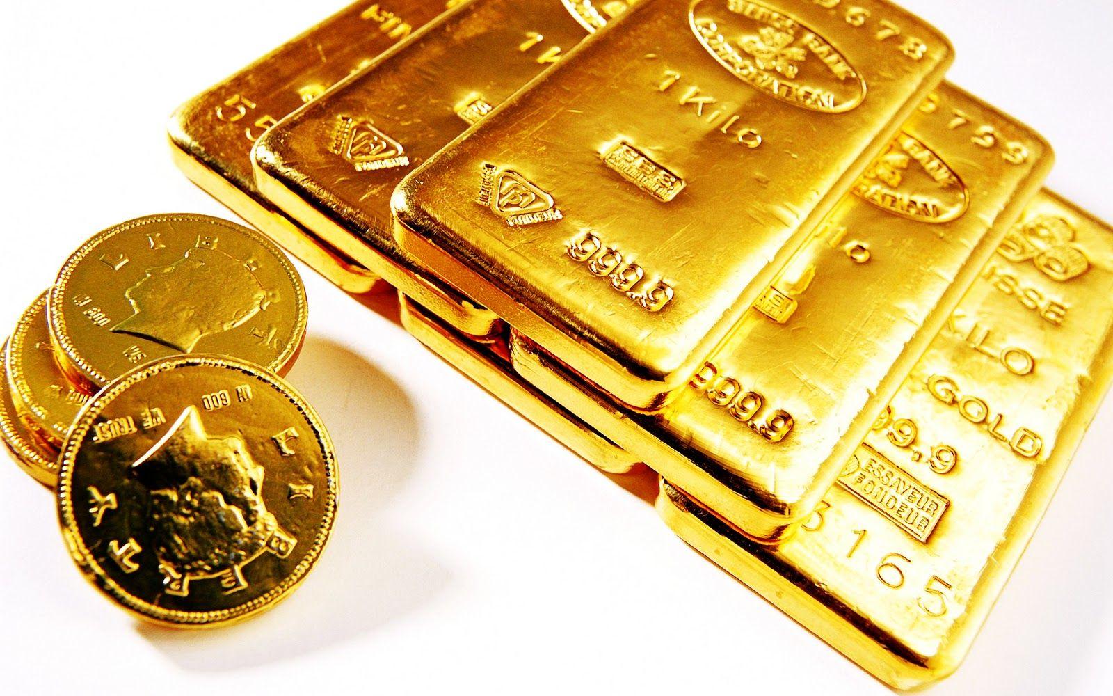 Gold Bars and Coins HD Wallpaper