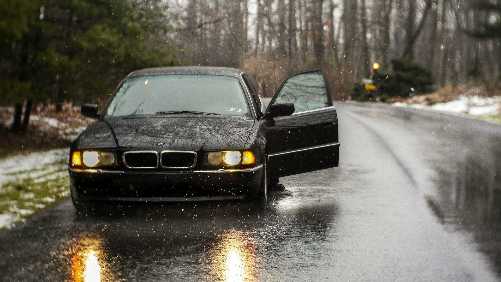 car, BMW Old Car, Black, Rain Wallpaper HD / Desktop