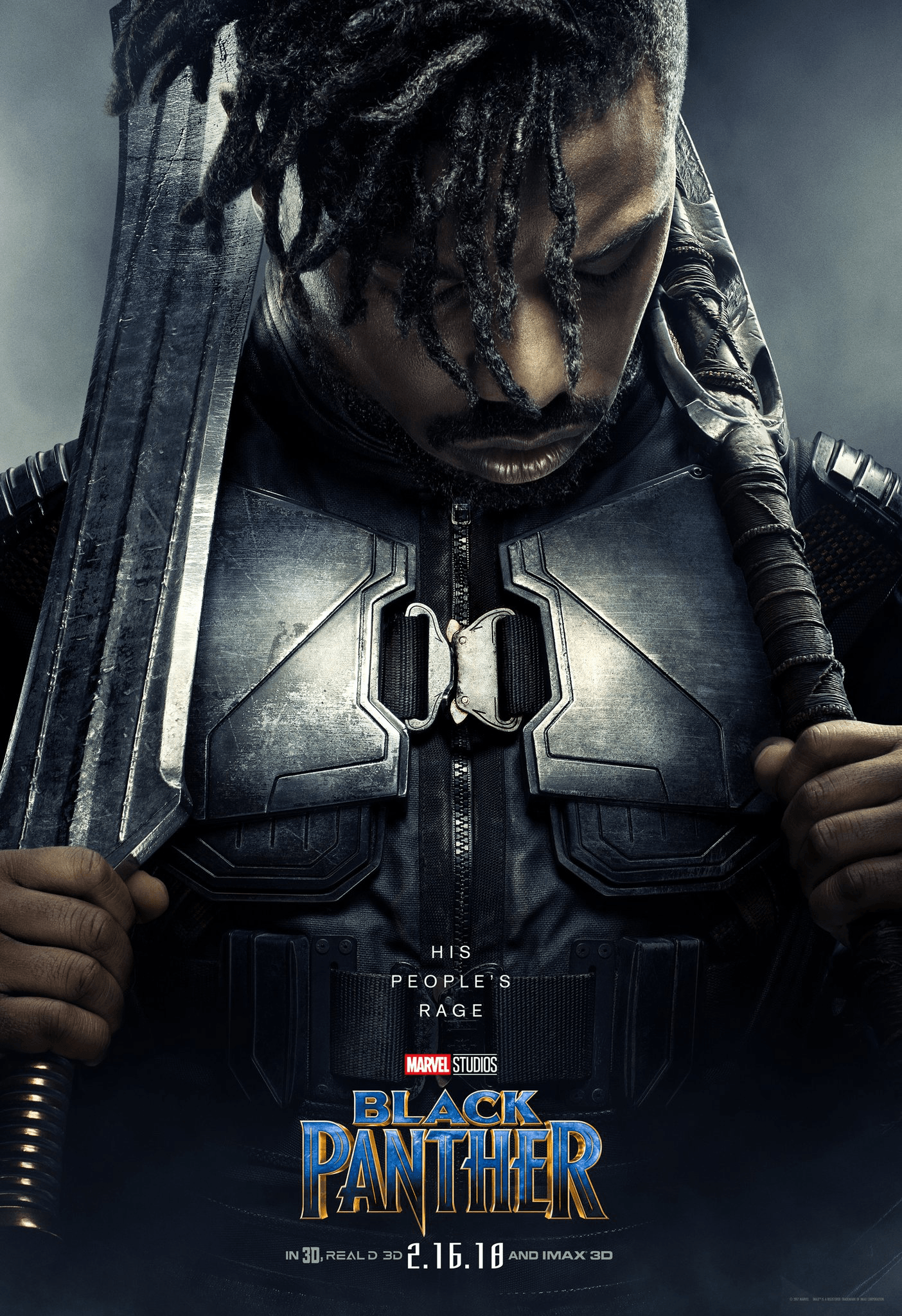 Erik Killmonger Panther Movie Poster. Marvel