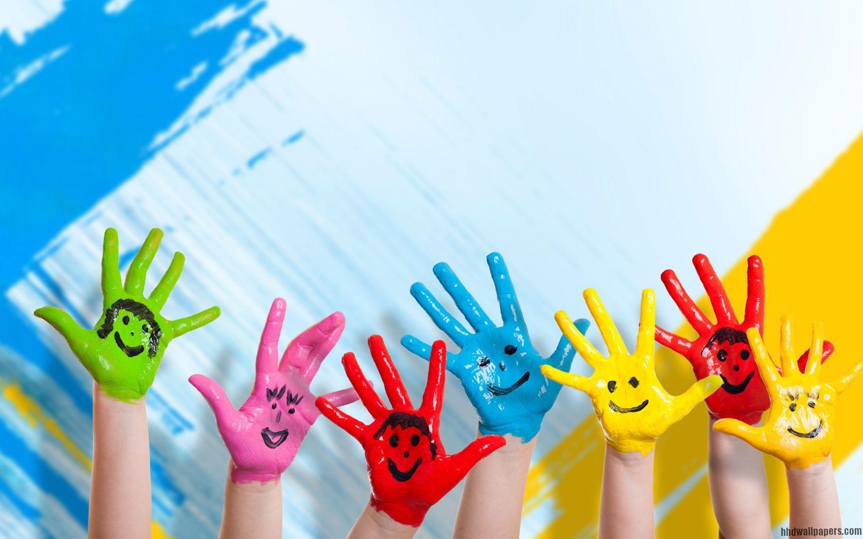 Hands Paint Happiness Positive Smile Wallpaper HD