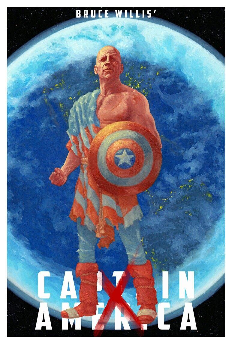 Earth X Poster. Bruce Willis As Old And Disempowered Captain