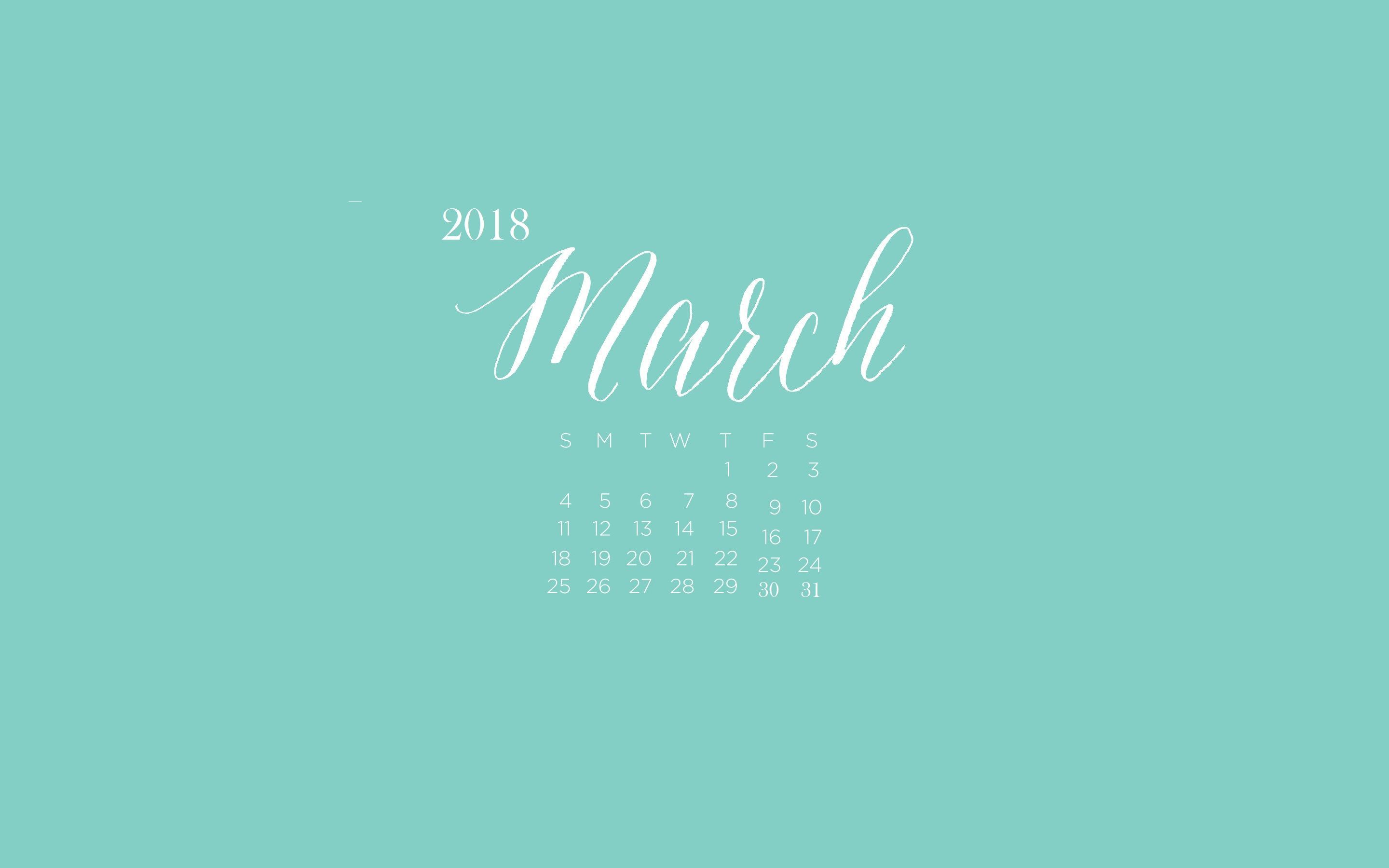 March 2018 Desktop Calendar Wallpaper
