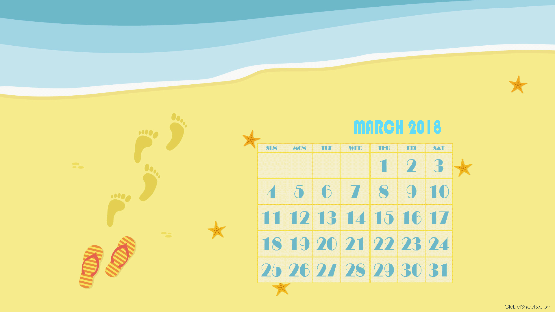 March 2018 Calendar Cute Printable
