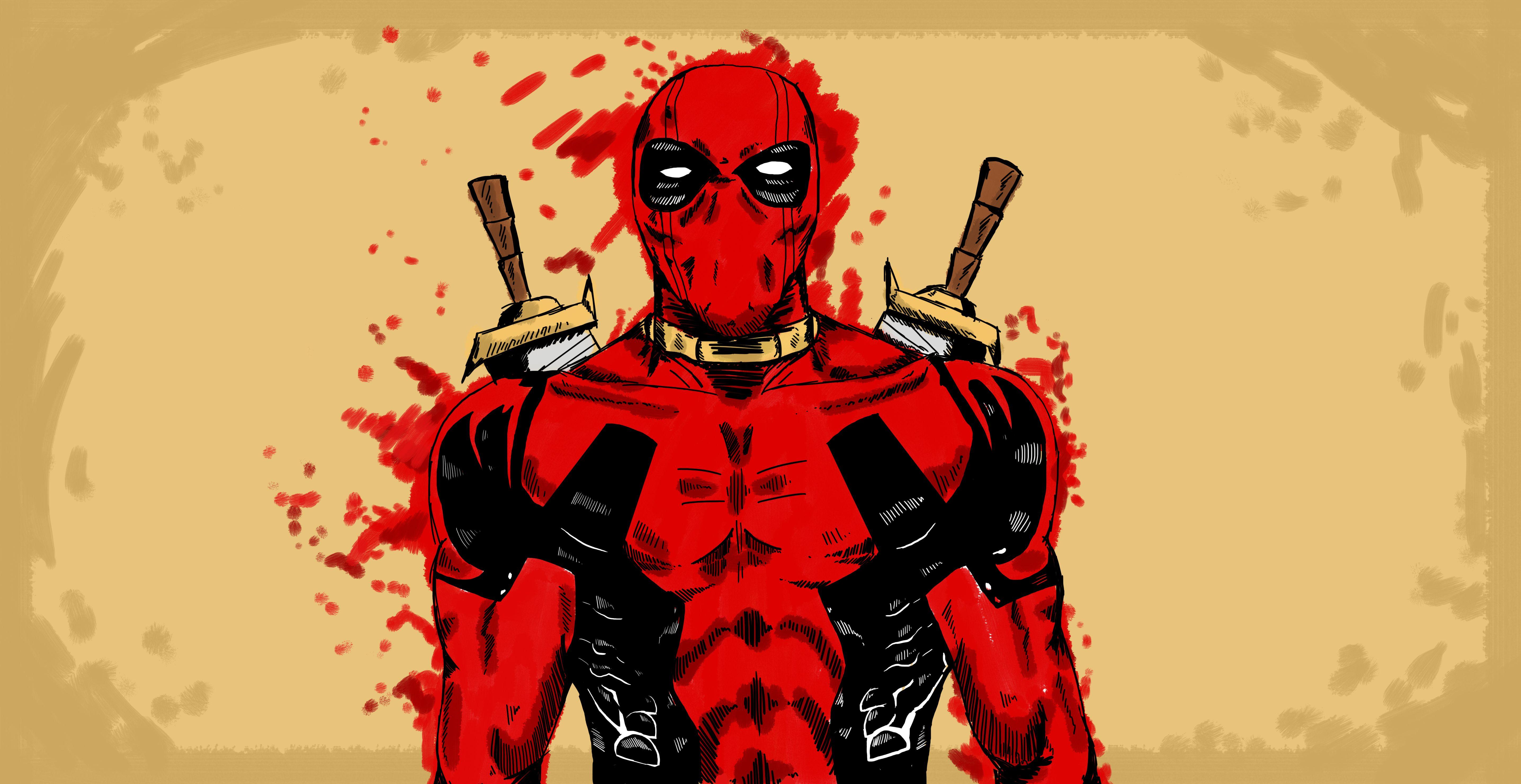 Download Wallpaper Deadpool, Marvel, Comics, Art HD Background