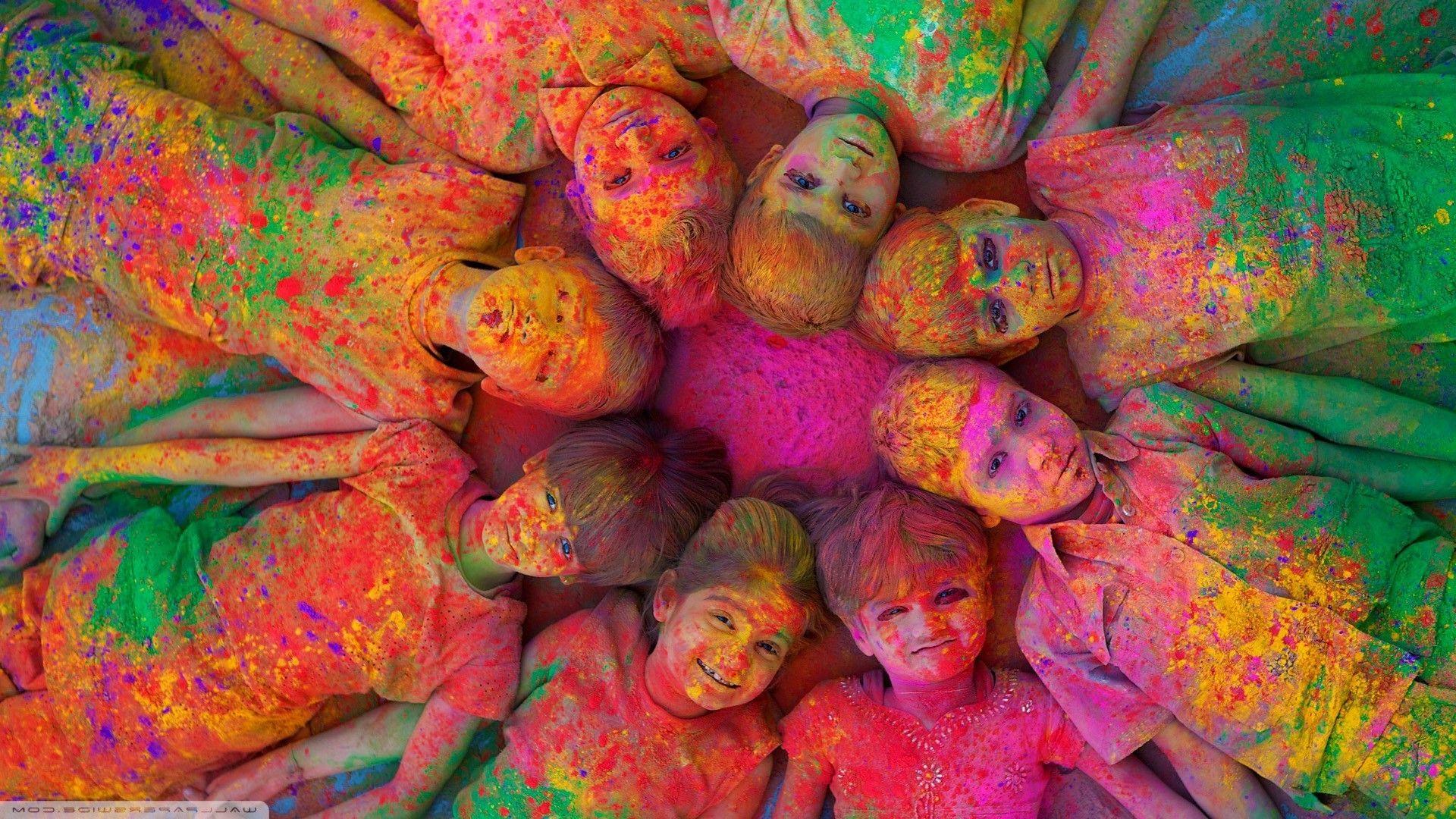 holi Festival, Colorful, Children Wallpaper HD / Desktop and Mobile Background