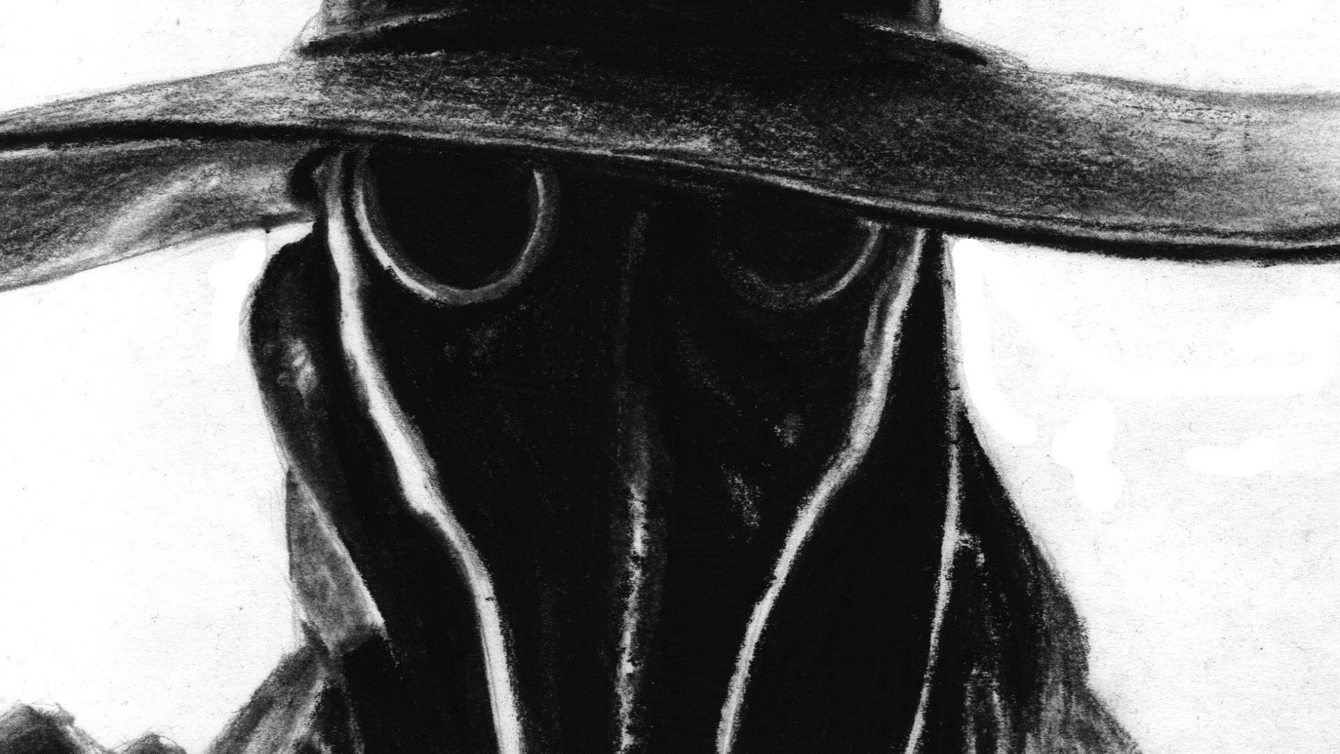 Plague doctor gray wallpaper