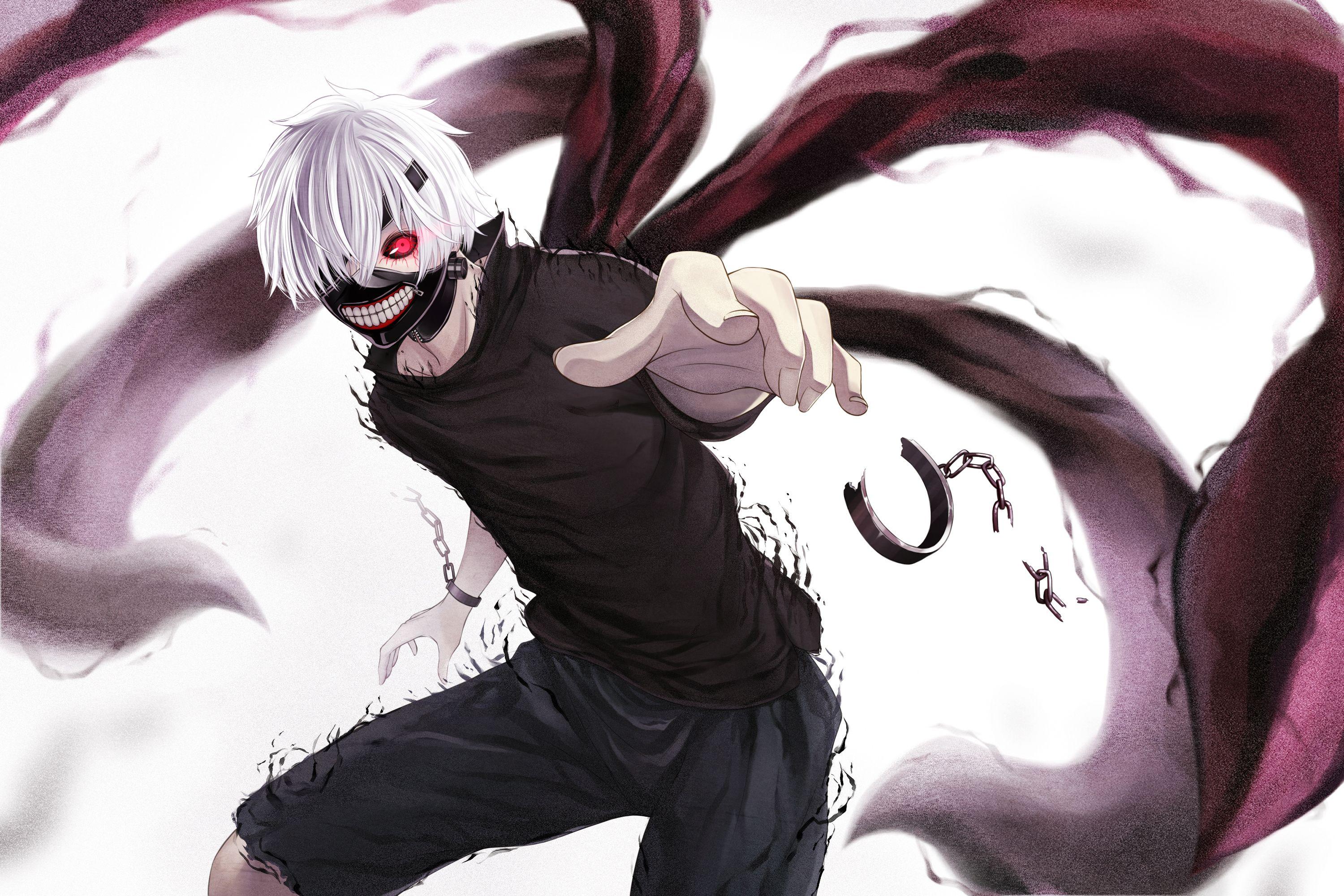 Wallpaper Kaneki ken, Tokyo ghoul, Look, Mask, Claws, Handcuffs