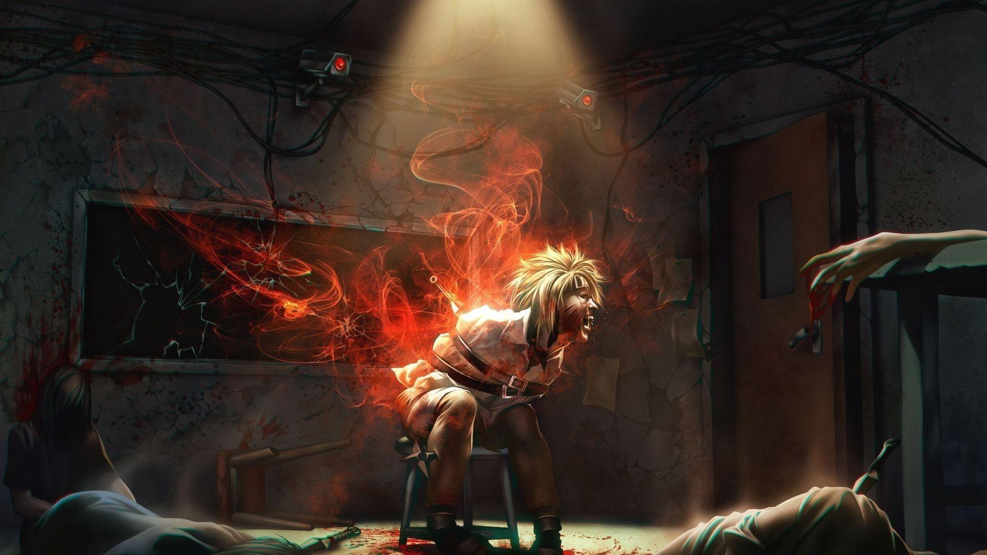 Wallpaper, anime girls, ninjas, Uzumaki Naruto, spotlights, Kyuubi