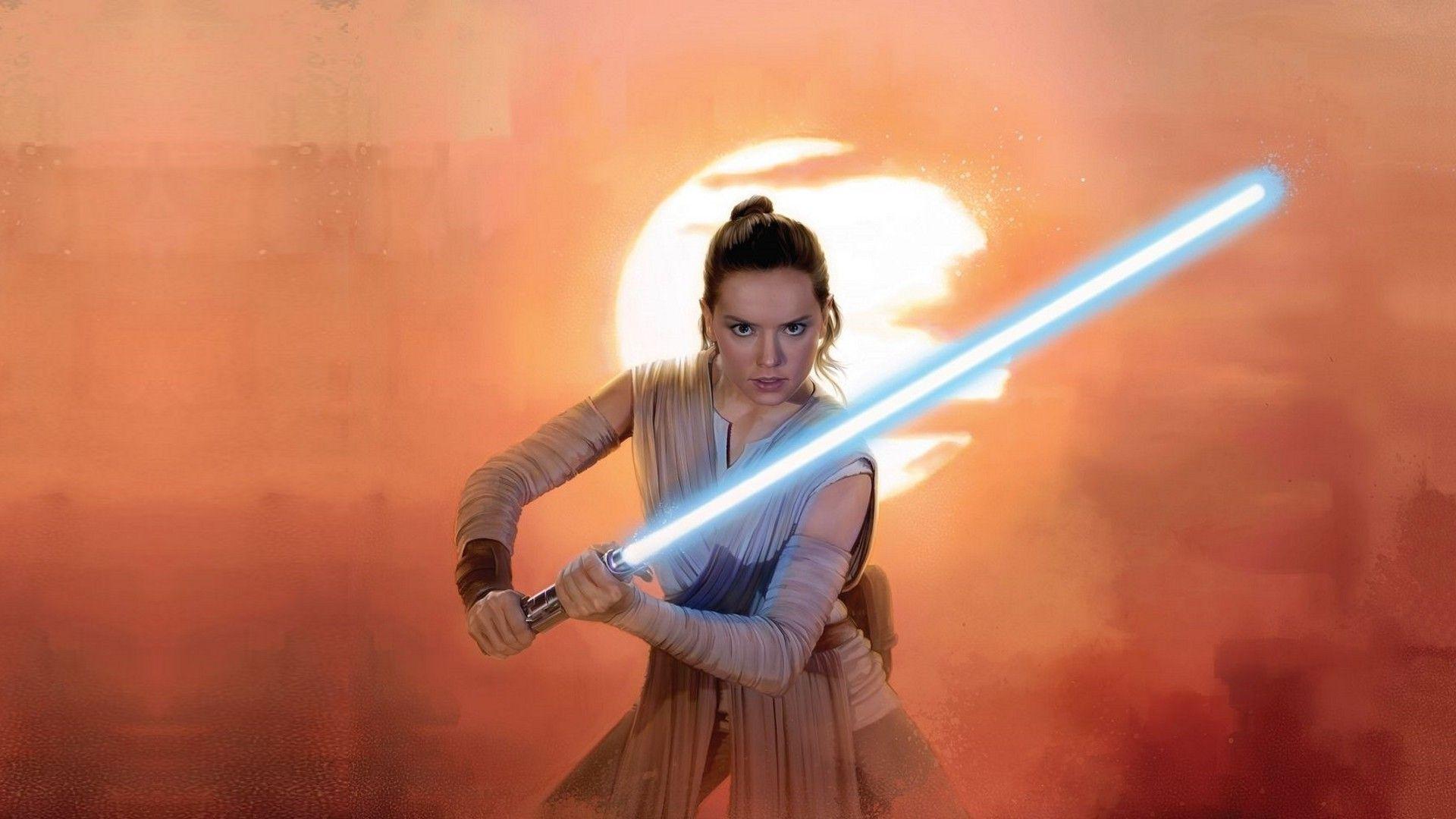 Daisy Ridley, Rey, Star Wars, Lightsaber, Jedi Wallpaper HD