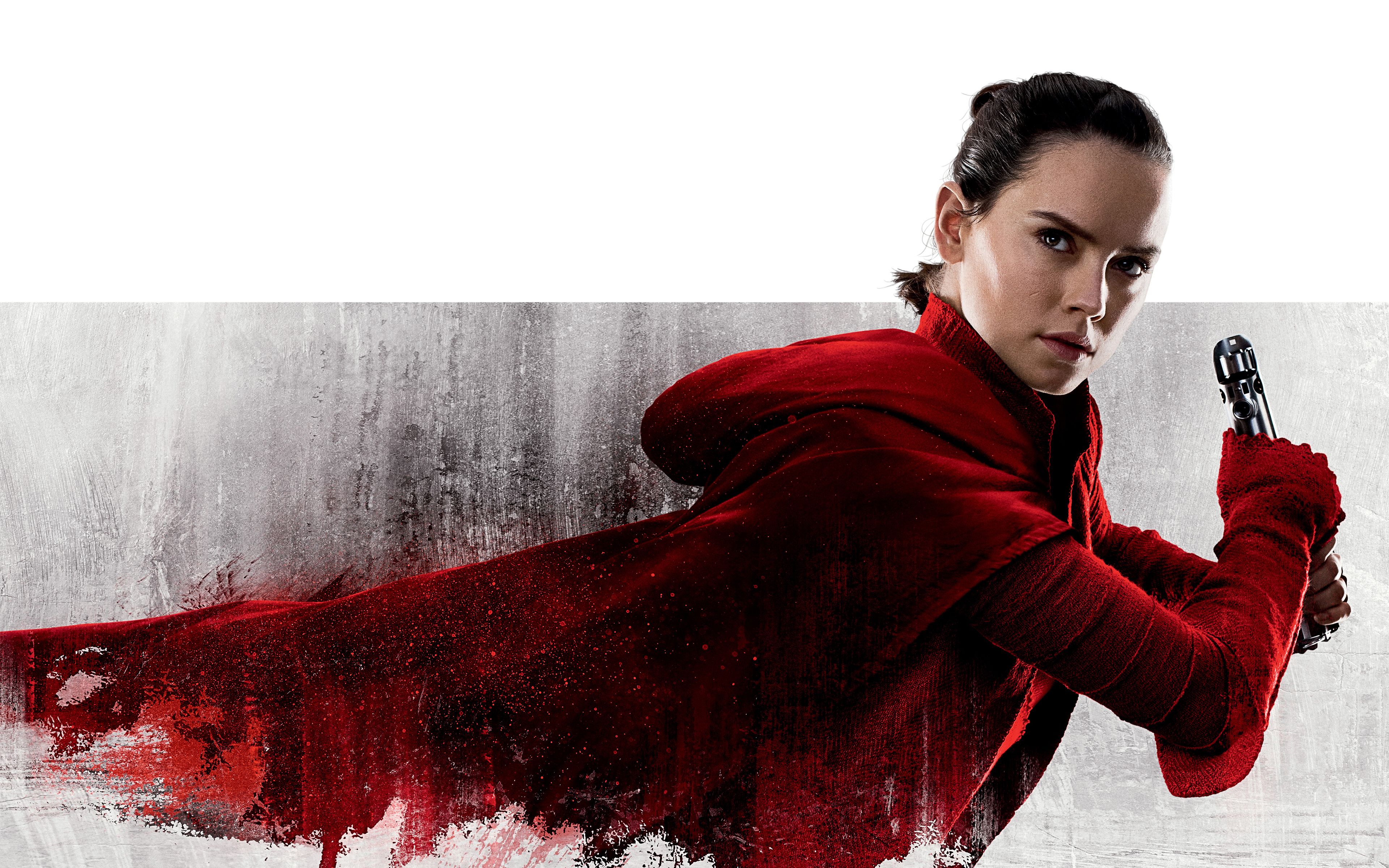 Daisy Ridley as Rey in Rey Star Wars The Last Jedi 4K Wallpaper