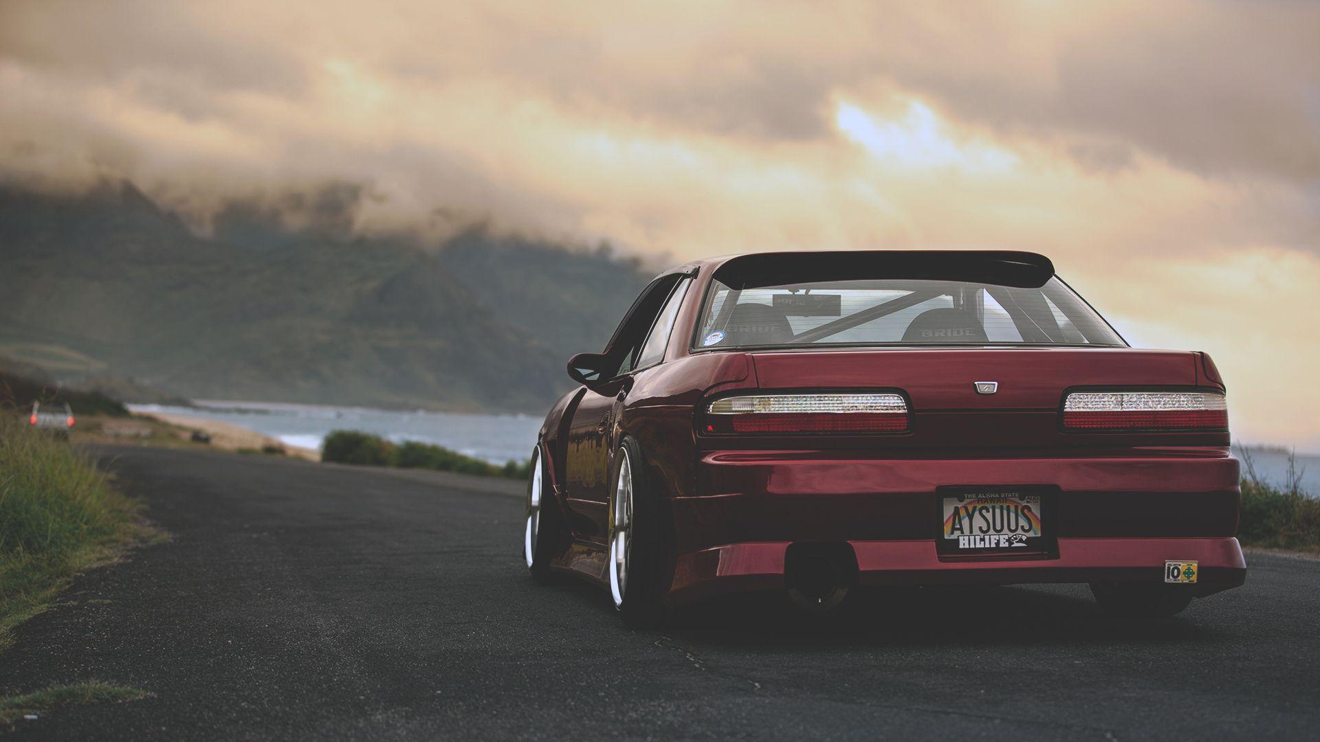 Download Wallpaper 1920x1080 Nissan, Silvia, Red, Rear View Full