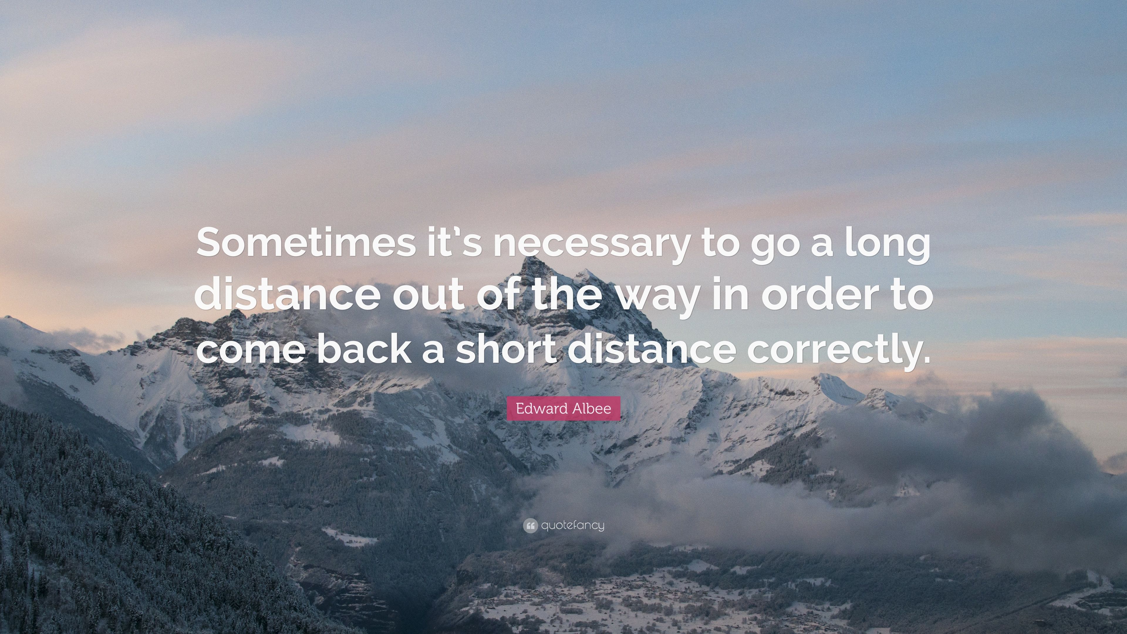 Edward Albee Quote: “Sometimes it's necessary to go a long