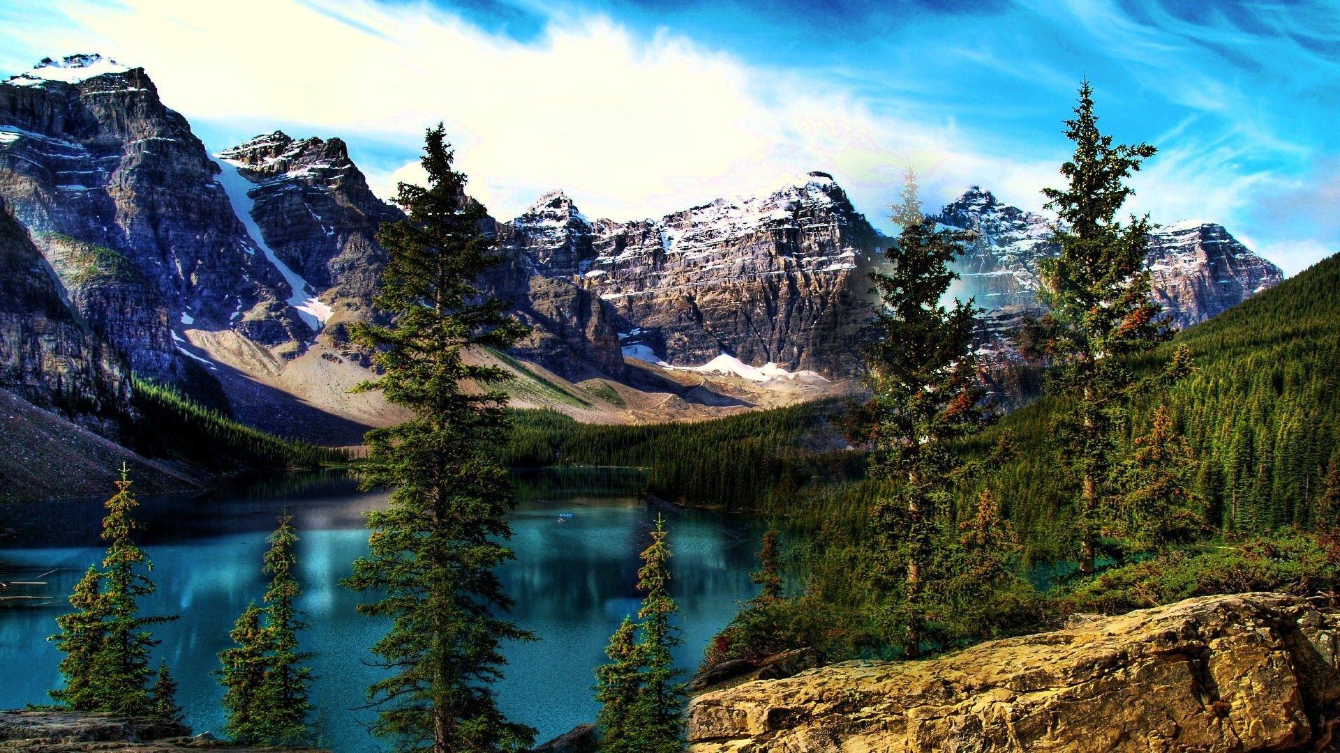 Mountains: Snow Trees Mountain Lake Mammoth Desktop Themes for HD