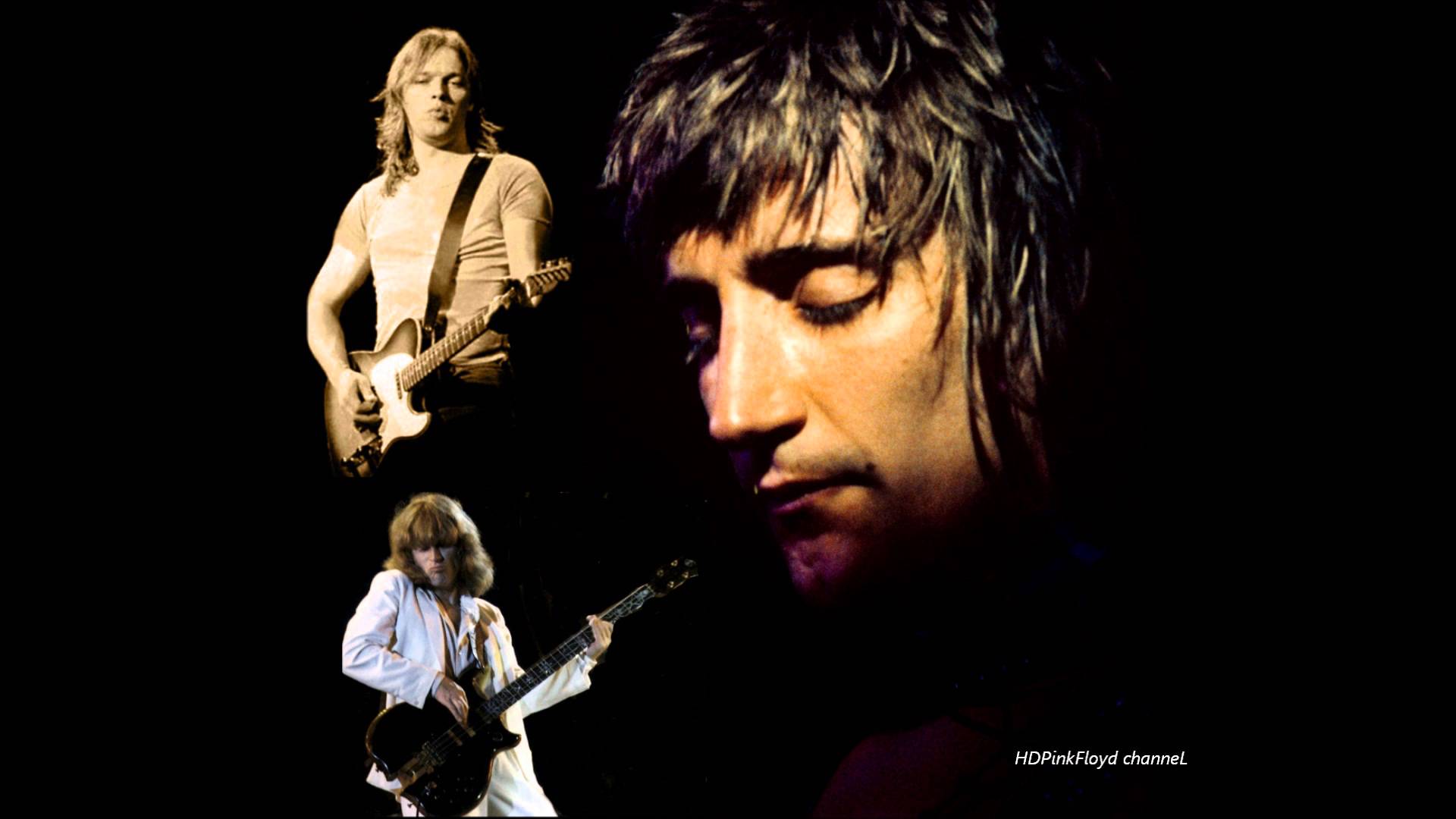 David Gilmour with Rod Stewart and John Paul Jones