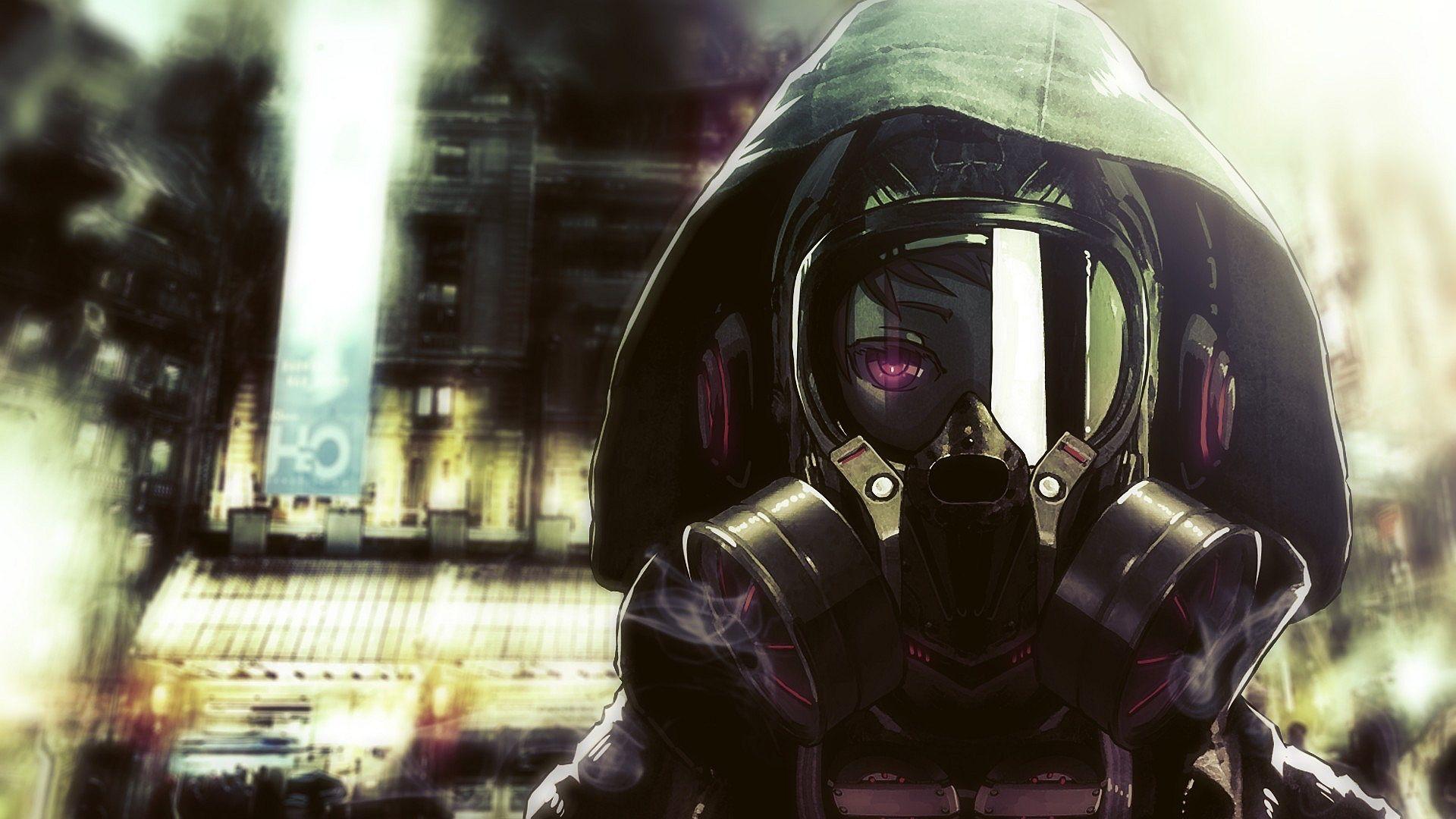 Anime gas mask HD wallpaper