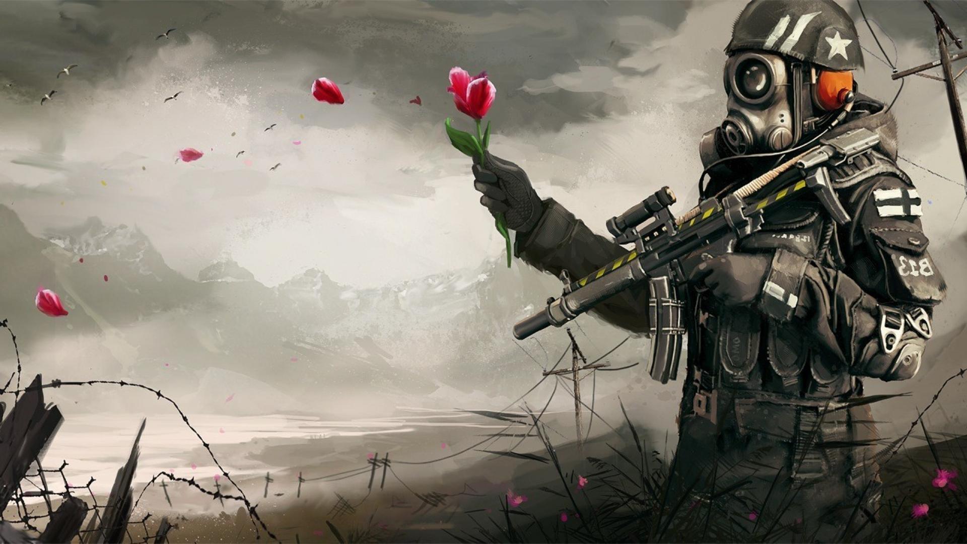 gas mask soldier wallpaper