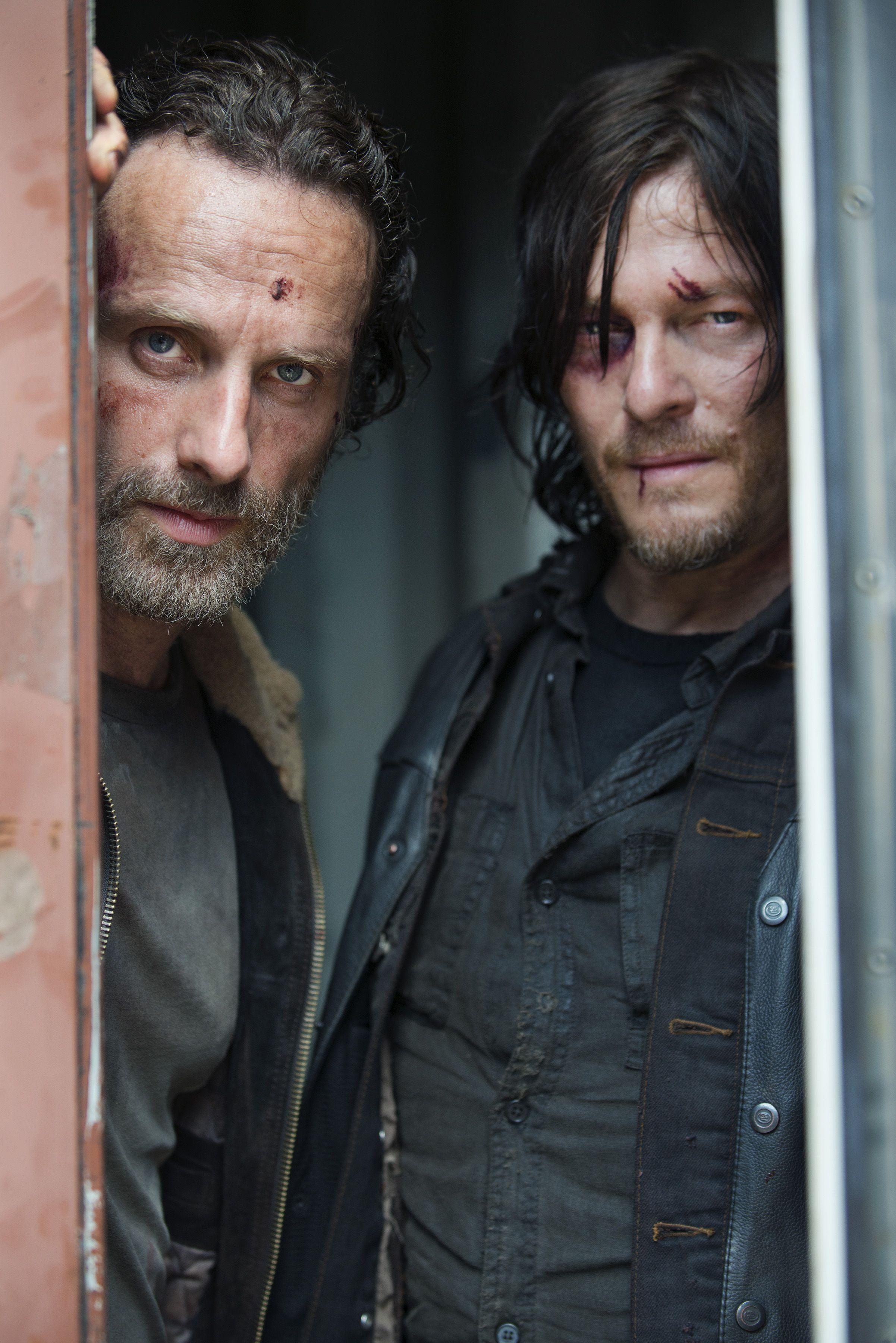 Andrew Lincoln as Rick Grimes and Norman Reedus as Daryl Dixon