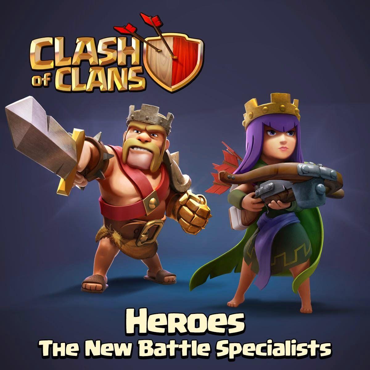 Barbarian King and Archer Queen of Clans Heroes HD