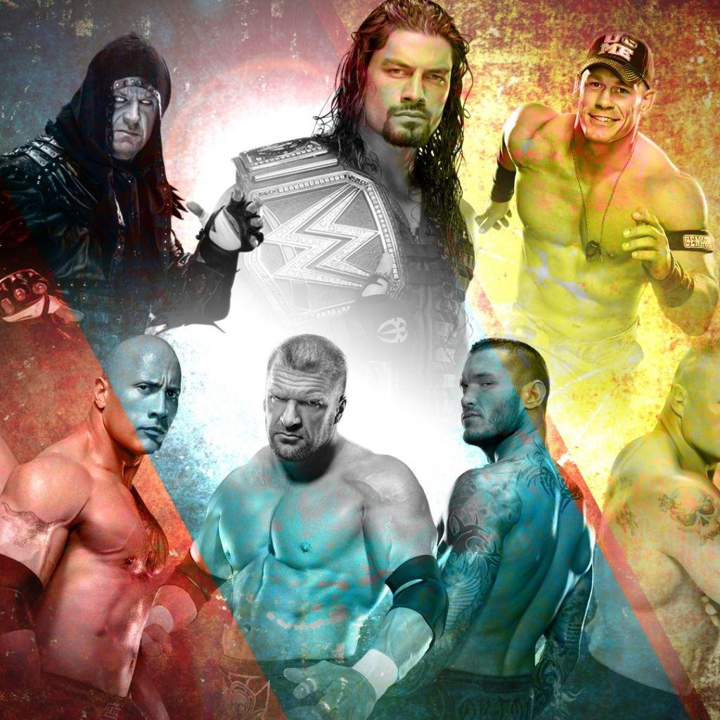 Wallpaper John Cena, The Rock, Seth Rollins, Rusev, Champion