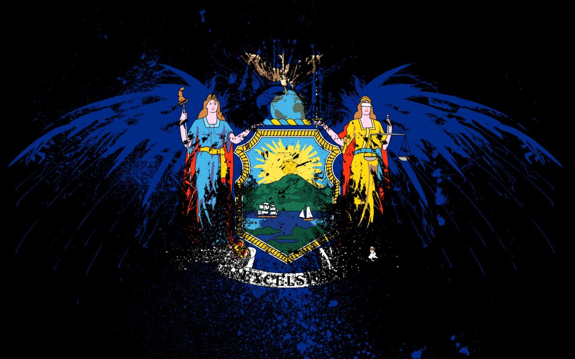 Eagles hawk flags usa new york city state wallpaper. AllWallpaper