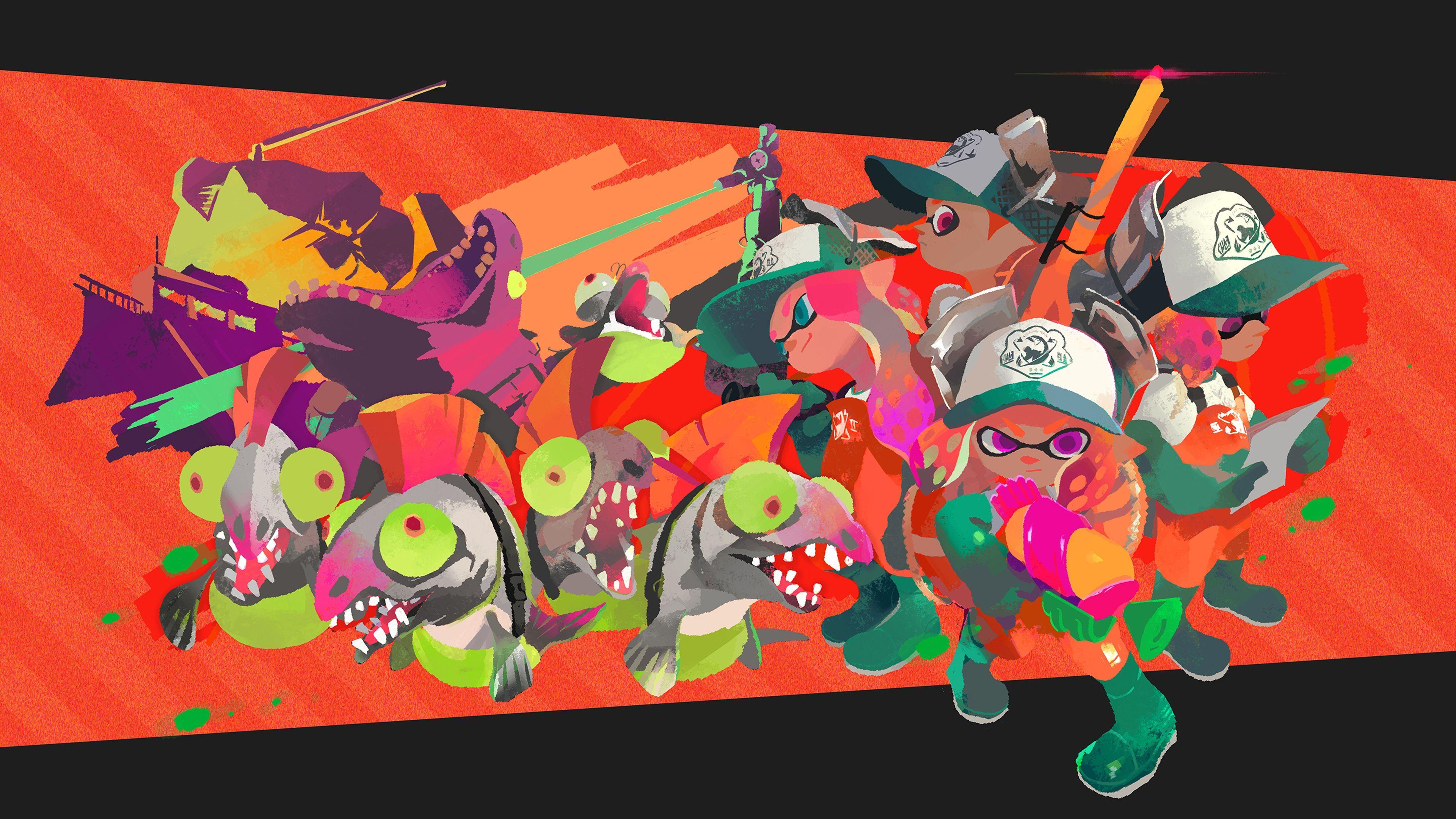 Cool Splatoon 2 4K Salmon Run Game Characters 3840x2160 wallpaper