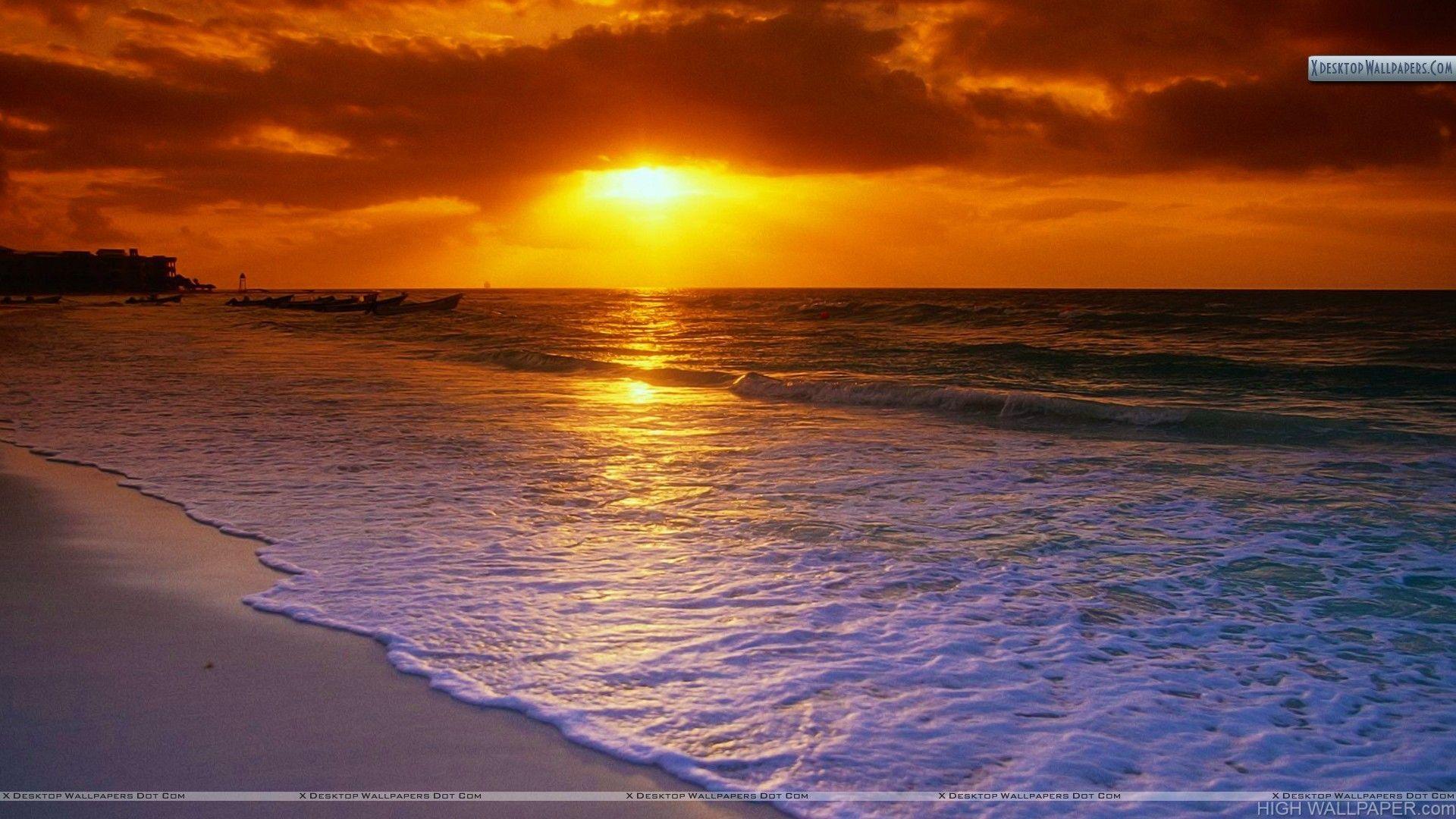 Sunrise Over the Caribbean Sea Playa del Carmen Mexico HD Wallpaper