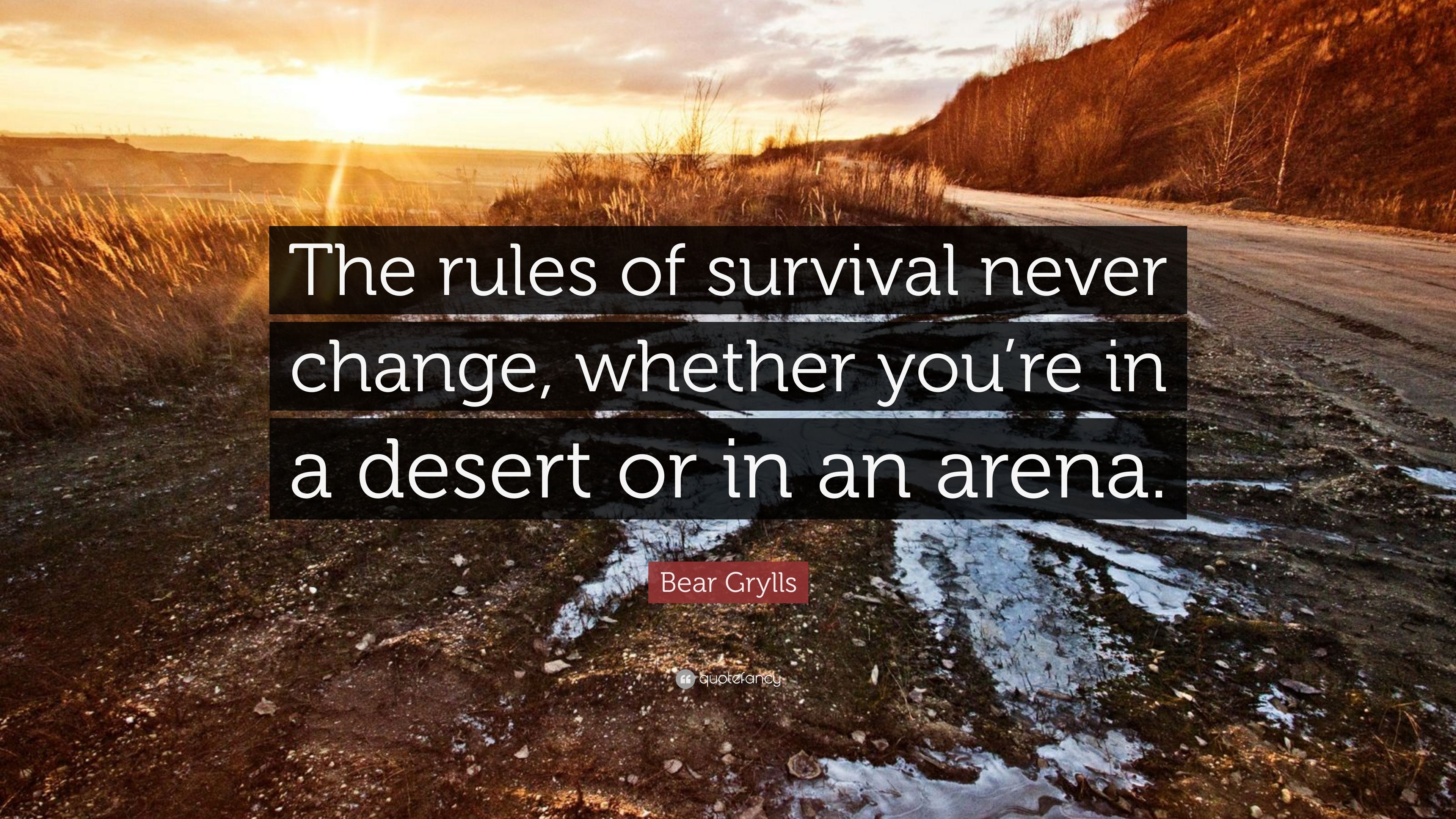 Bear Grylls Quote: “The rules of survival never change, whether