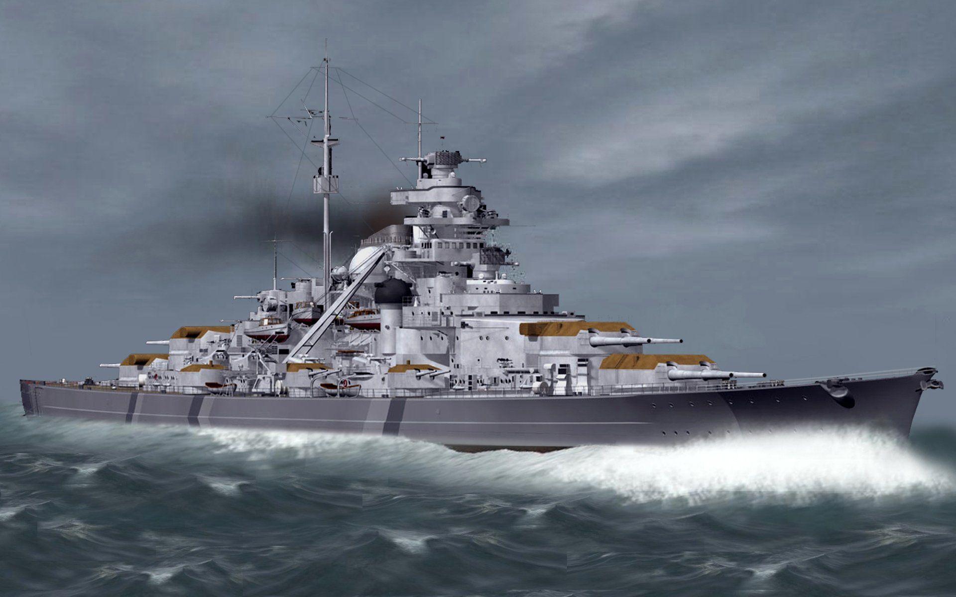 German battleship Bismarck Full HD Wallpaper