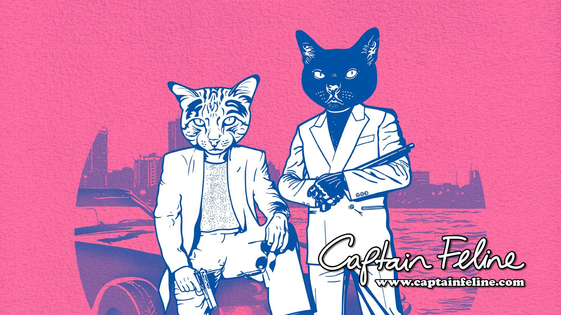 Miami Vice. Captain Feline T Shirts Pop Culture With Cats