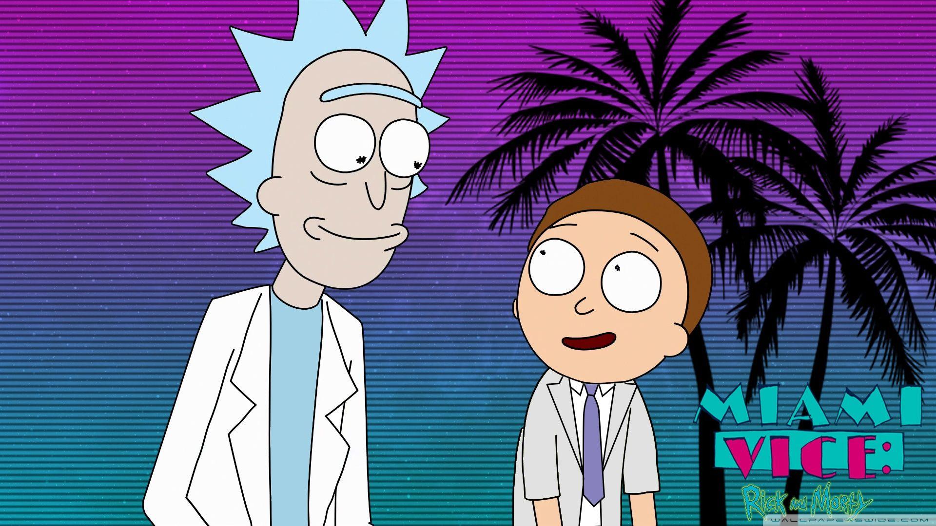 Rick and Morty Miami Vice Ultra HD Desktop Background Wallpaper