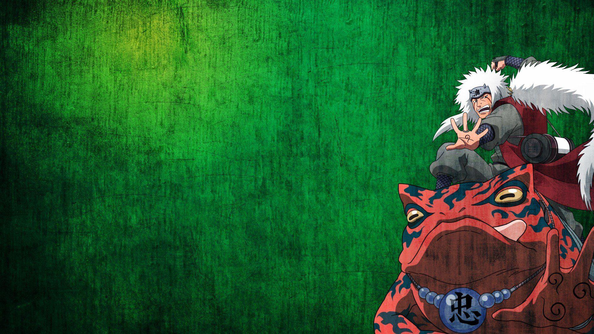 Naruto: Shippuden frogs anime anime boys Jiraiya green background