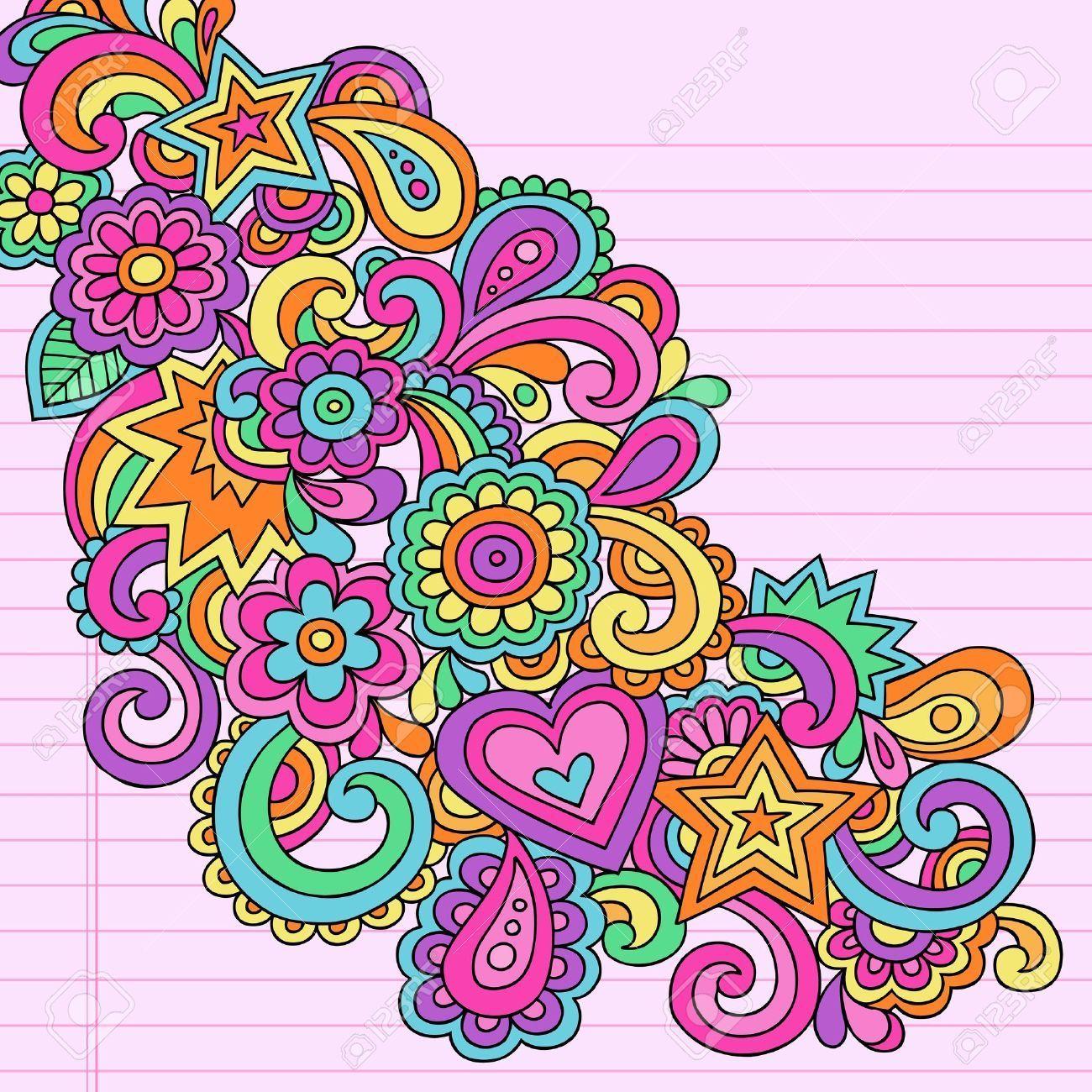 Bright Groovy Flower Vector Background Hand Stock Vector. HD