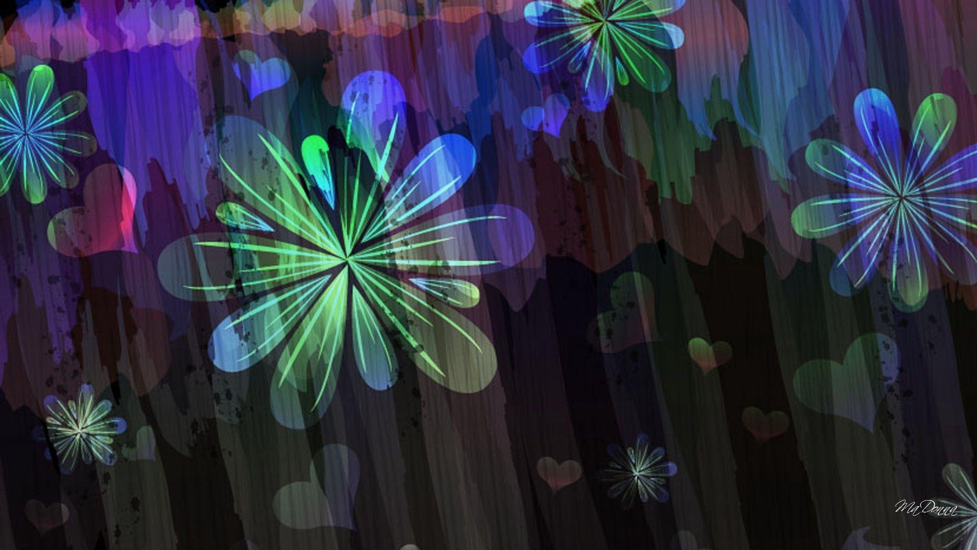 Flowers: Hearts Abstract Flower Flowers Summer Dark Floral