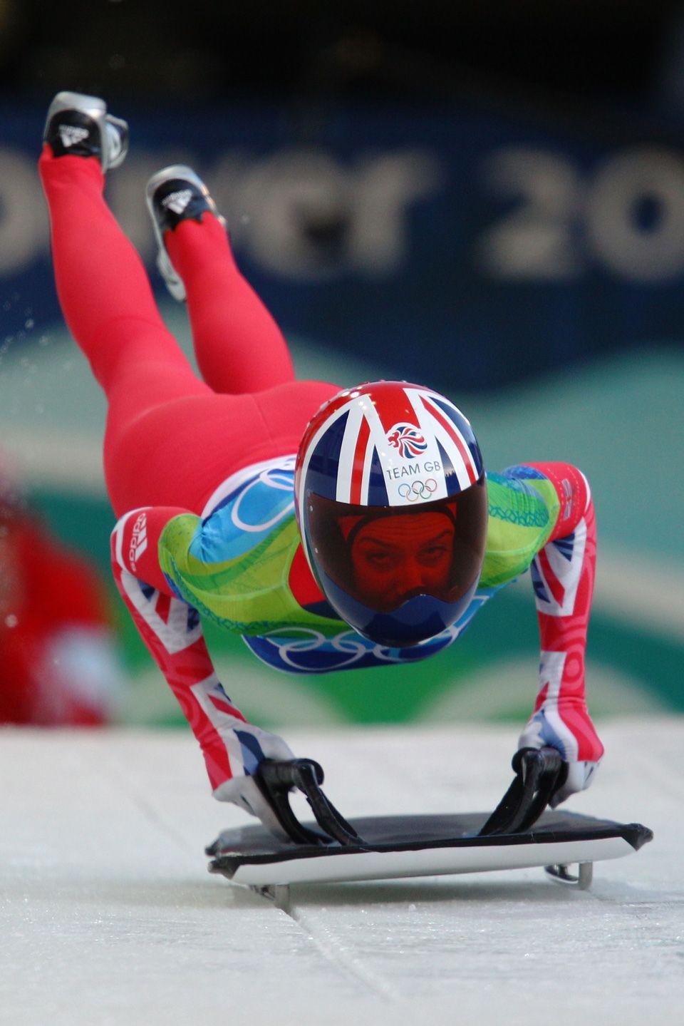 Amy Williams (GBR) during the women's skeleton. Wonder Women