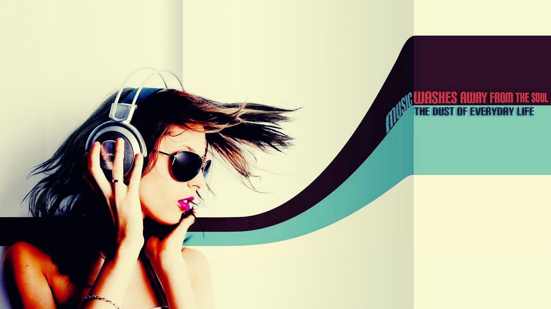 headphones music text headphones girl sunglasses tex artwork