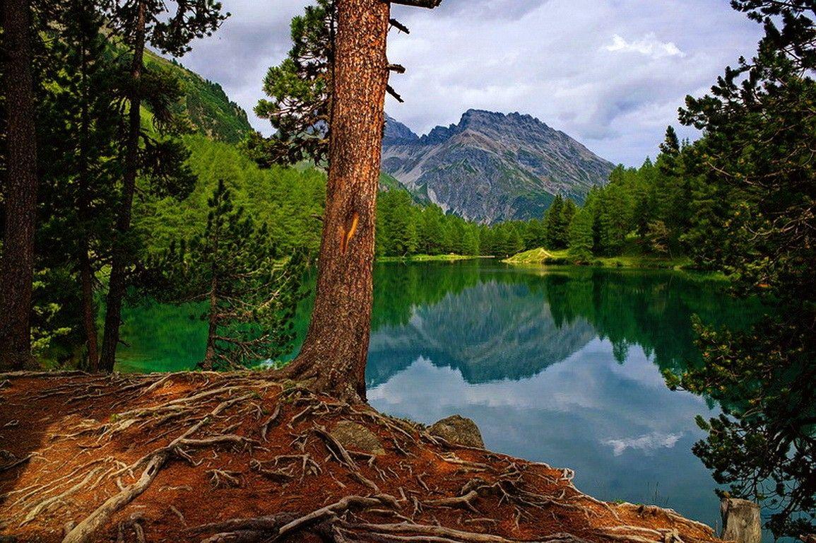 Lakes: Calm Emerald Lake Serenity Sky Water Trees Nature Tranquil