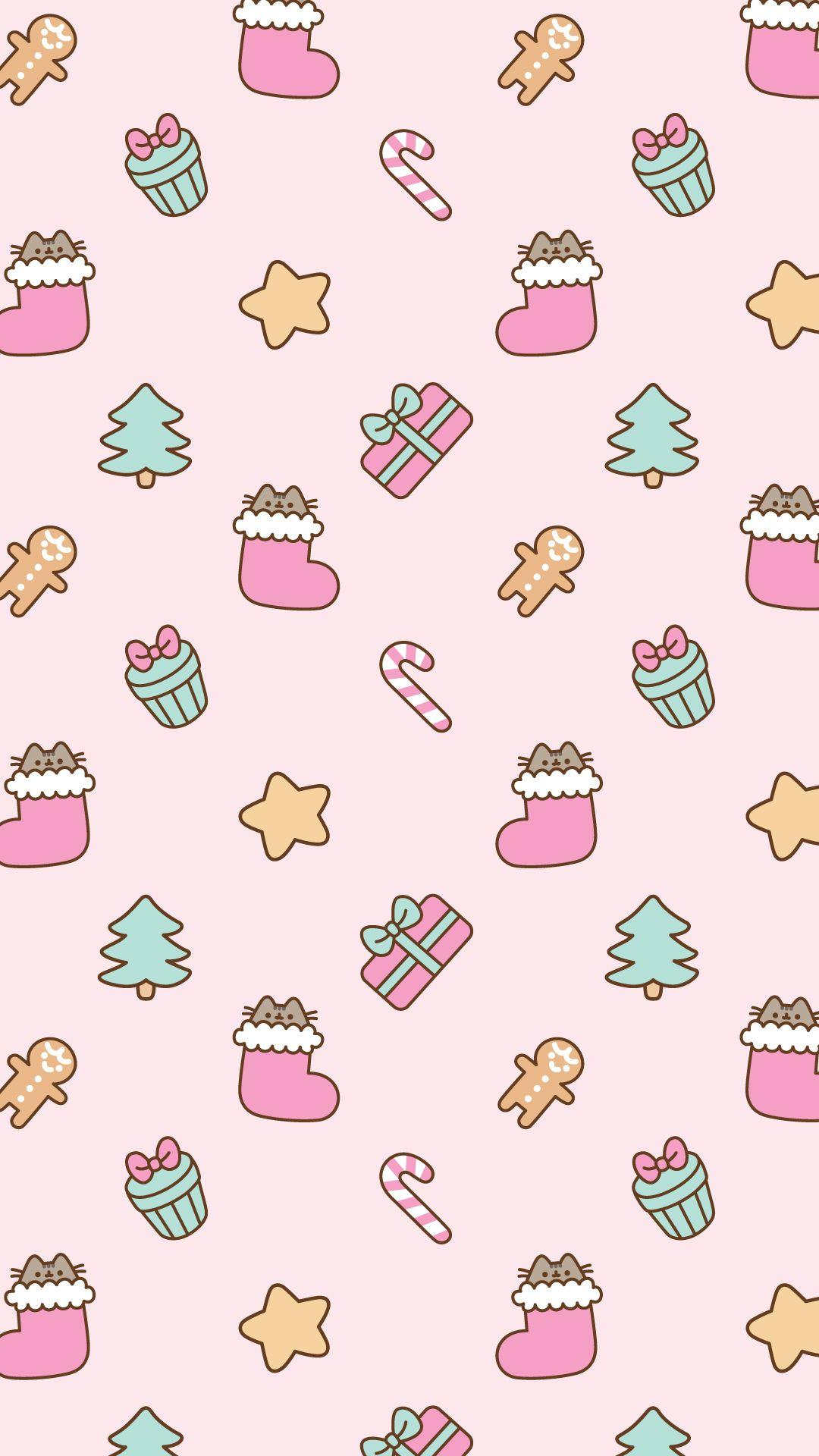 Free Christmas Pusheen Android and iPhone® Wallpaper