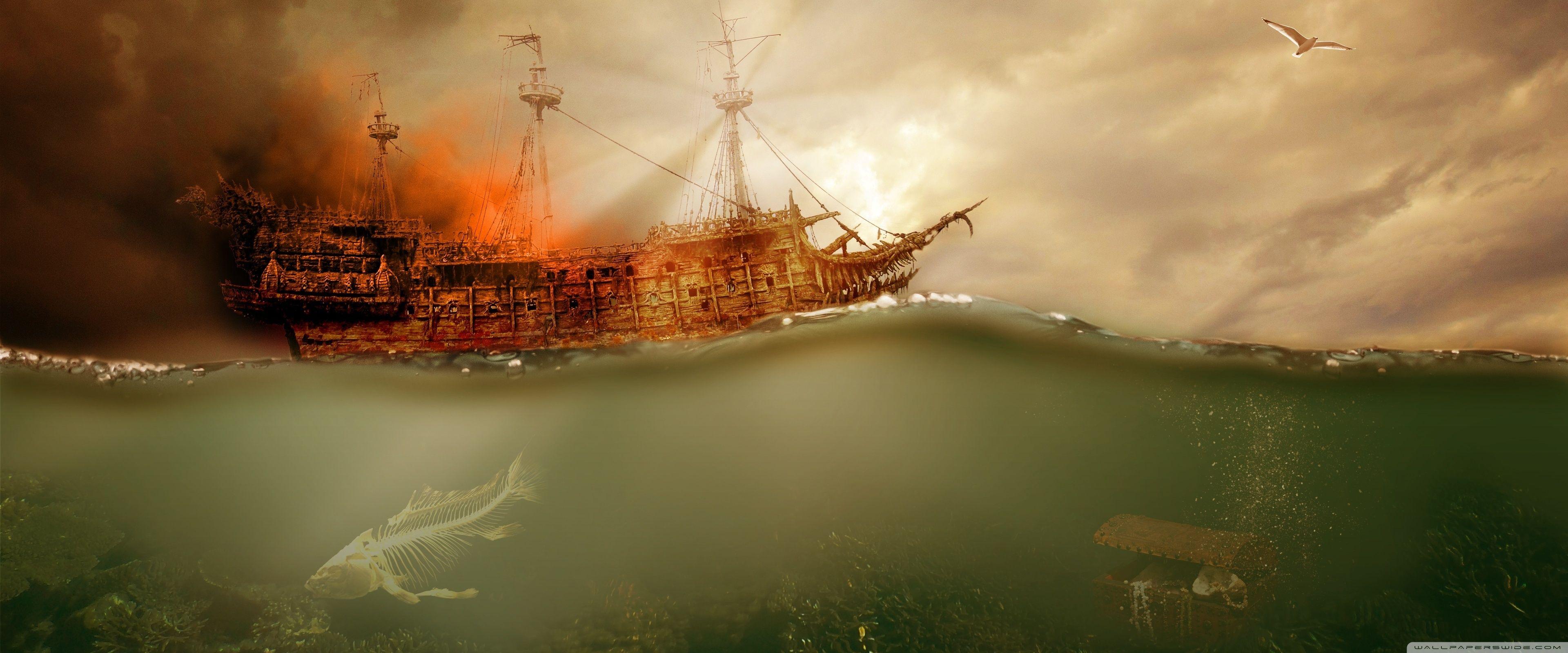 Pirate Ship Sailing ❤ 4K HD Desktop Wallpaper for • Wide & Ultra