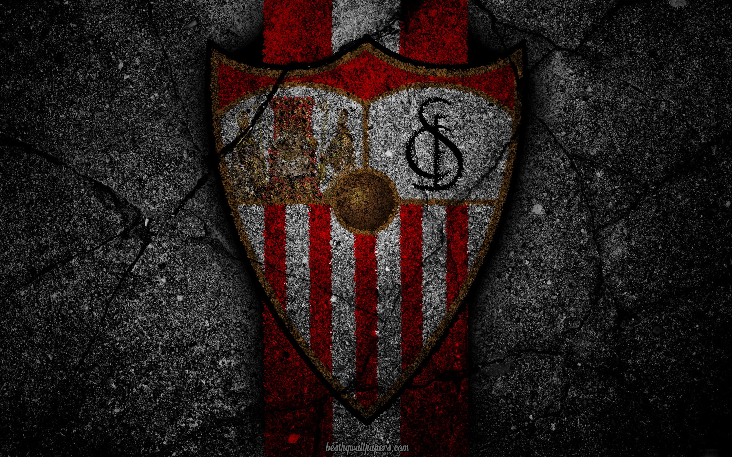Download wallpaper Sevilla, logo, art, La Liga, soccer, football
