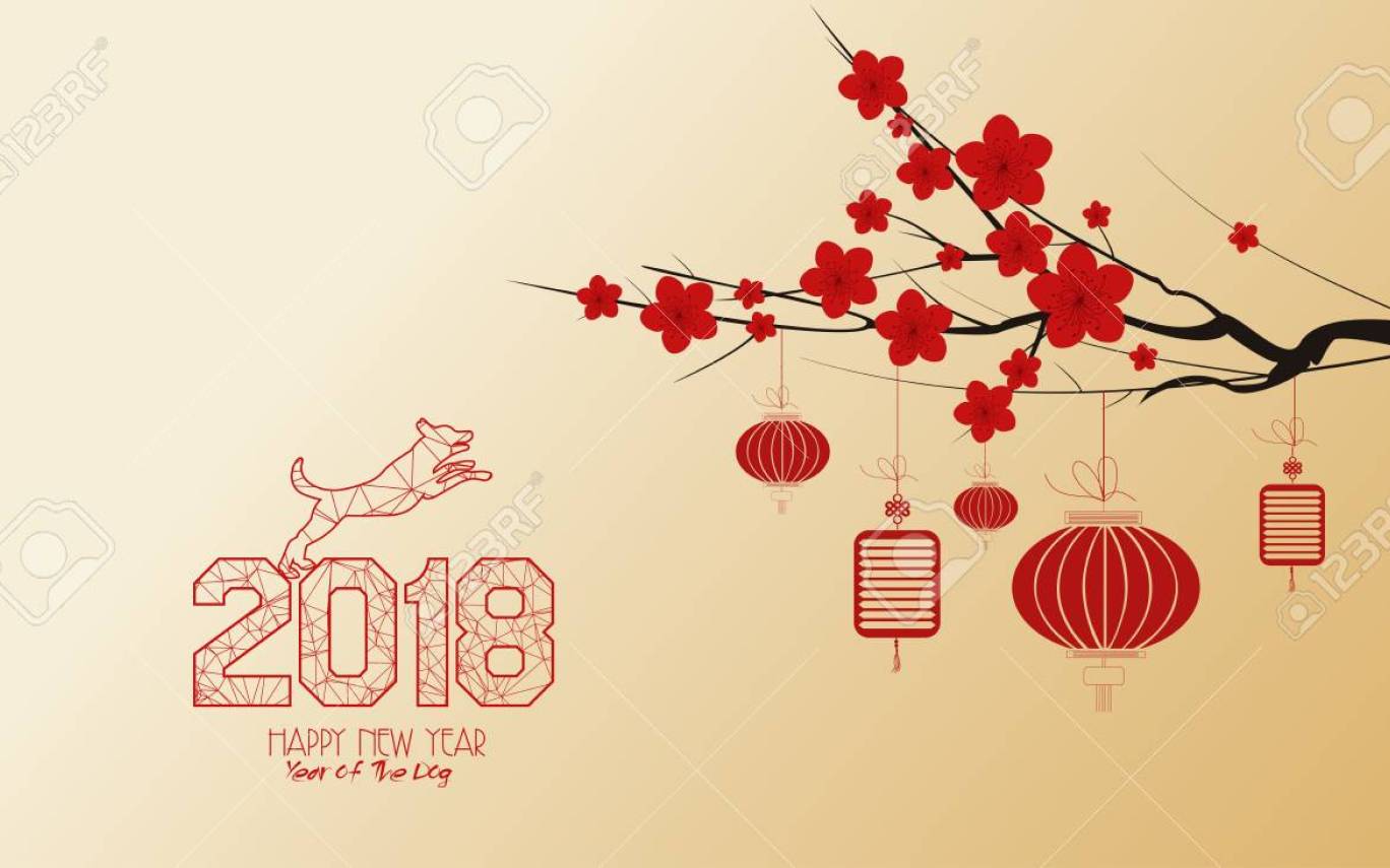 Chinese New Year 2018 With Blossom Wallpaper Year of the Dog