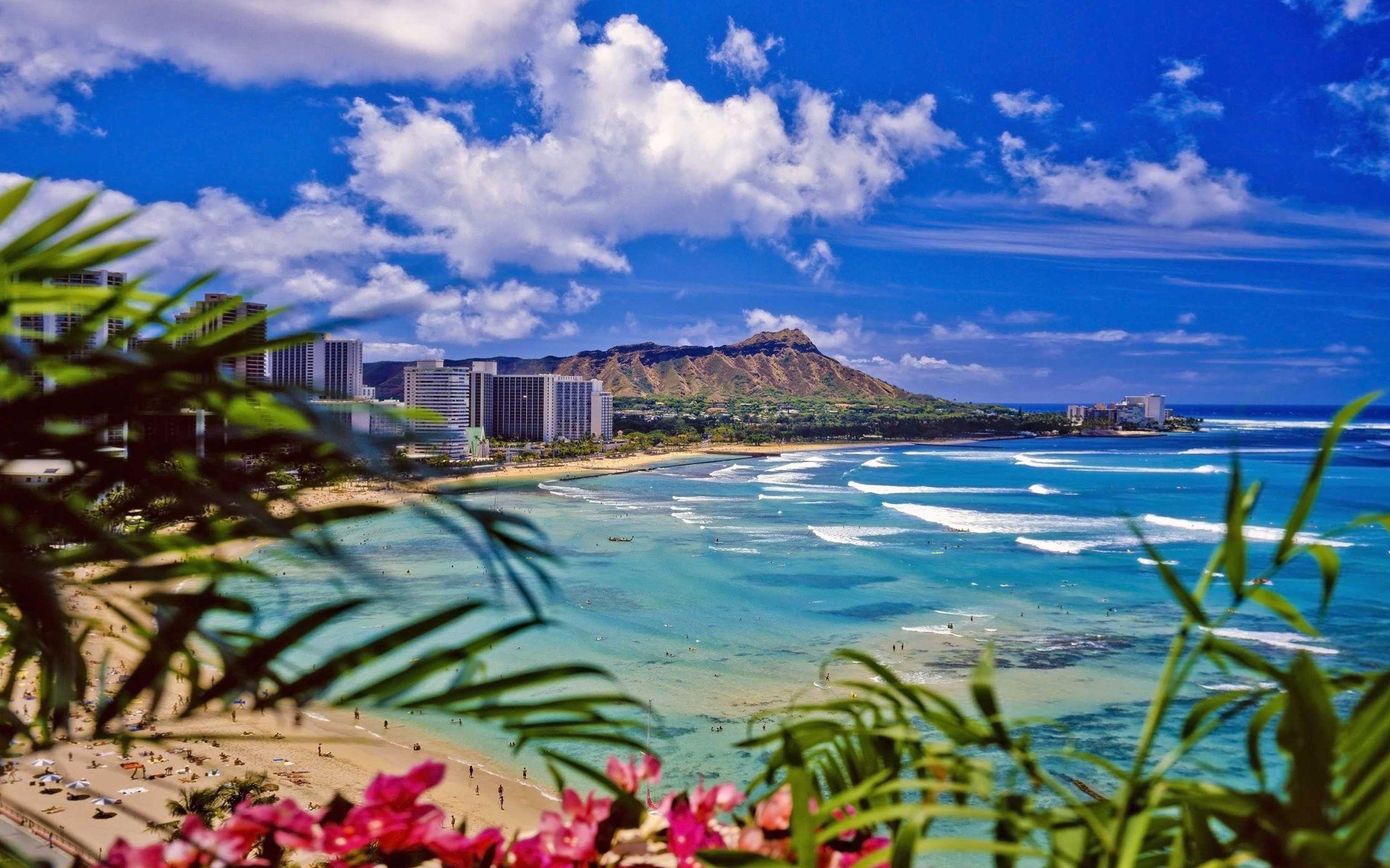 Waikiki Beach, Oahu Desktop Wallpaper HD 2560x1600, Wallpaper13.com