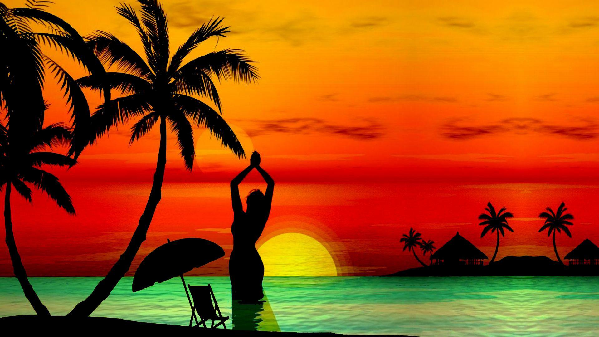 Tropical Sunset HD Wallpaper. Background Imagex1080