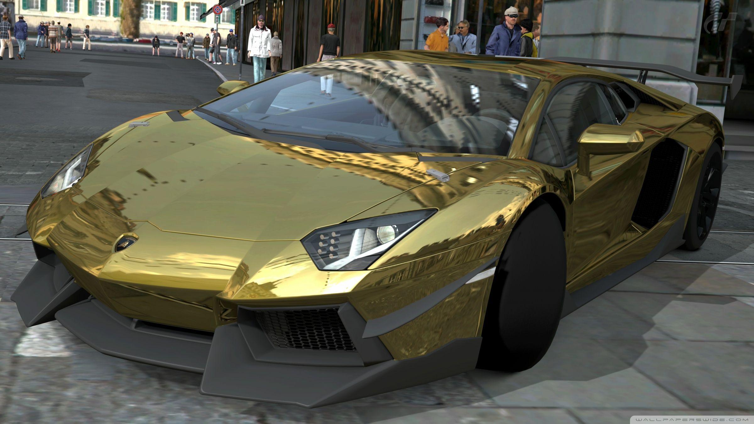 Lamborghini Aventador LP700 4 Gold Chrome, Gran Turismo 5 ❤ 4K HD