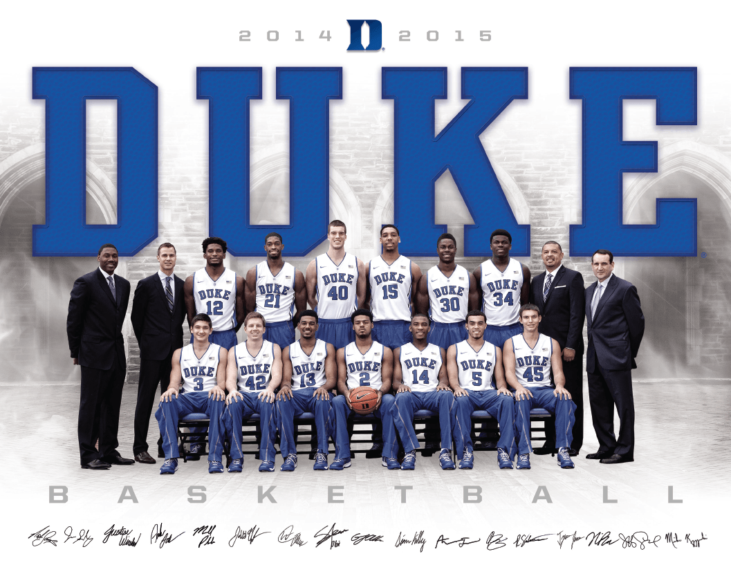 Duke Men's Basketball Roster Card (2014 2015). CAMERON CRAZIES