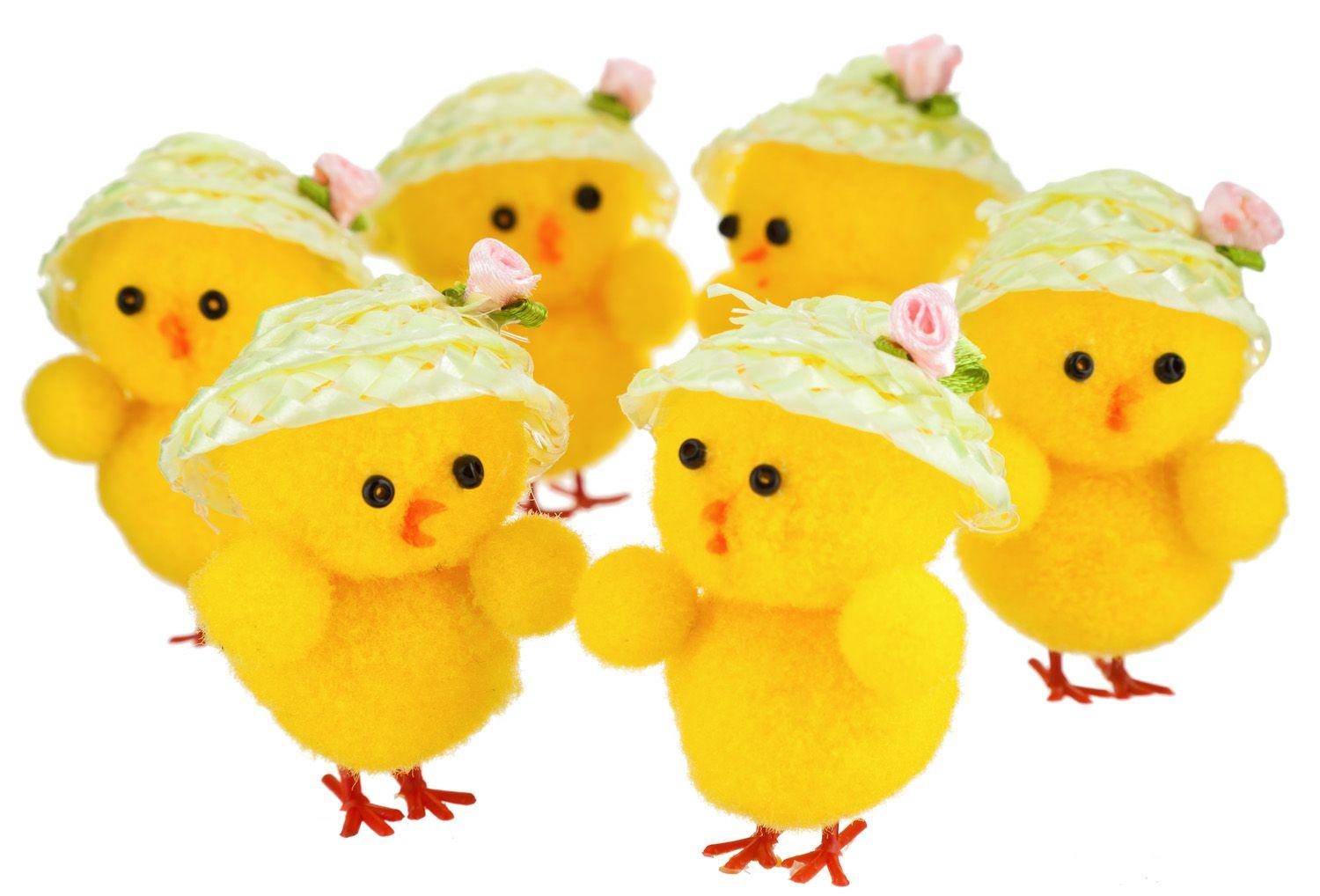 Easter Chick Decorations 6 Pack